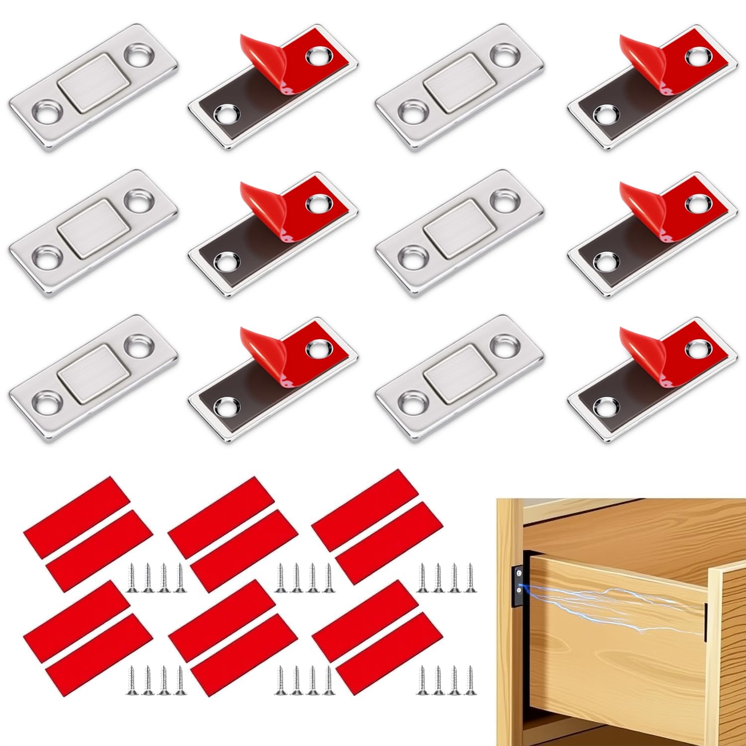 Iman Puerta Armario Mousike Imanes Magnéticos Para Puertas Ultrafinas, De Acero  Inoxidable, Para Cierre De Puerta Corrediza, Armario De Cocina, Armario,  Armario (12 Unidades Imanes Cierre Puertas, image size:1500x1500