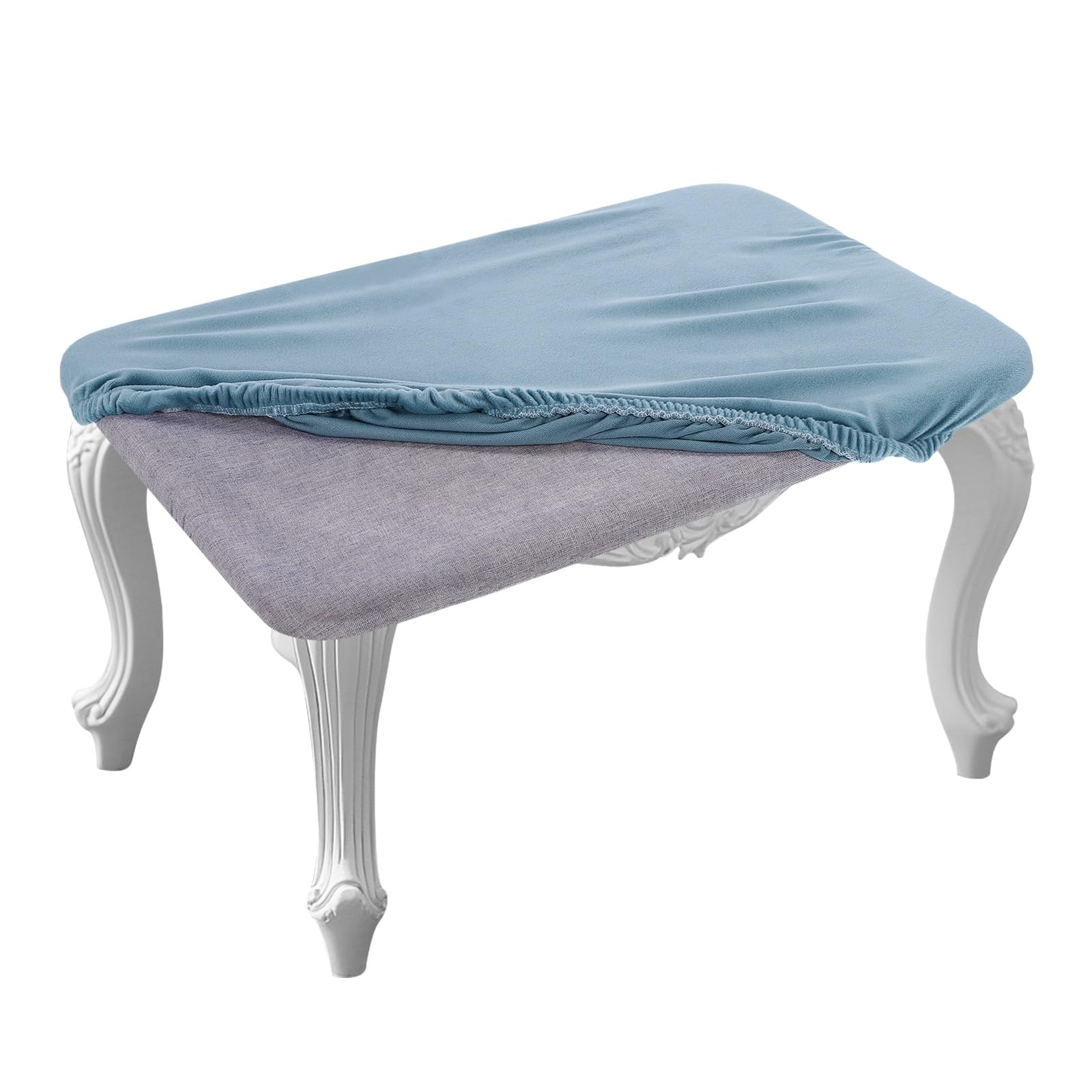 Housse de tabouret rectangulaire 40x30 lot de 2 protections de siège cuisine bleu
