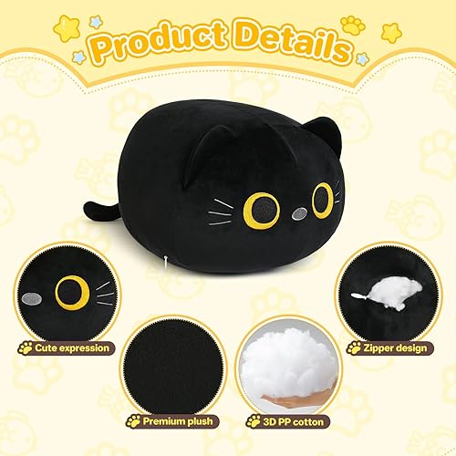 Miniatura 4 de KMUYSL Almohada de felpa de gato, juguetes de peluche de gatos, juego de almohada de peluche suave Kawaii para niños y adultos, regalo ideal de