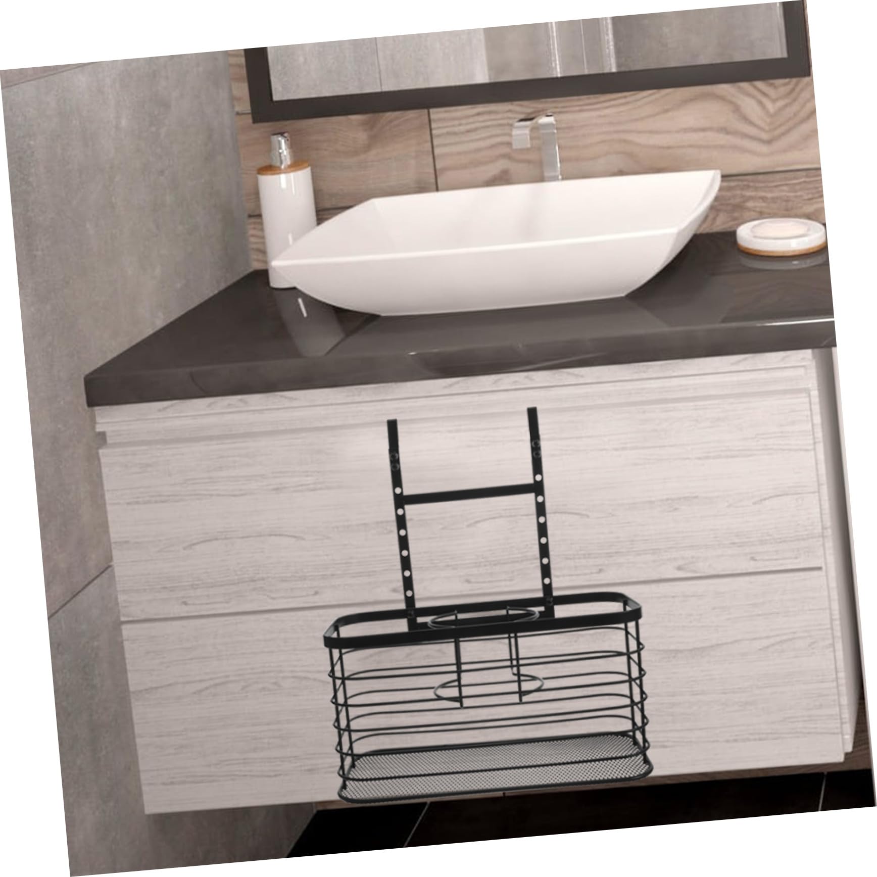 Verstellbarer Haartrocknerhalter aus Leichtem Metall Draht Platzsparend Robust für Badezimmer Türmontage Multifunktionaler Organizer für Föhn und Styling Schwarz