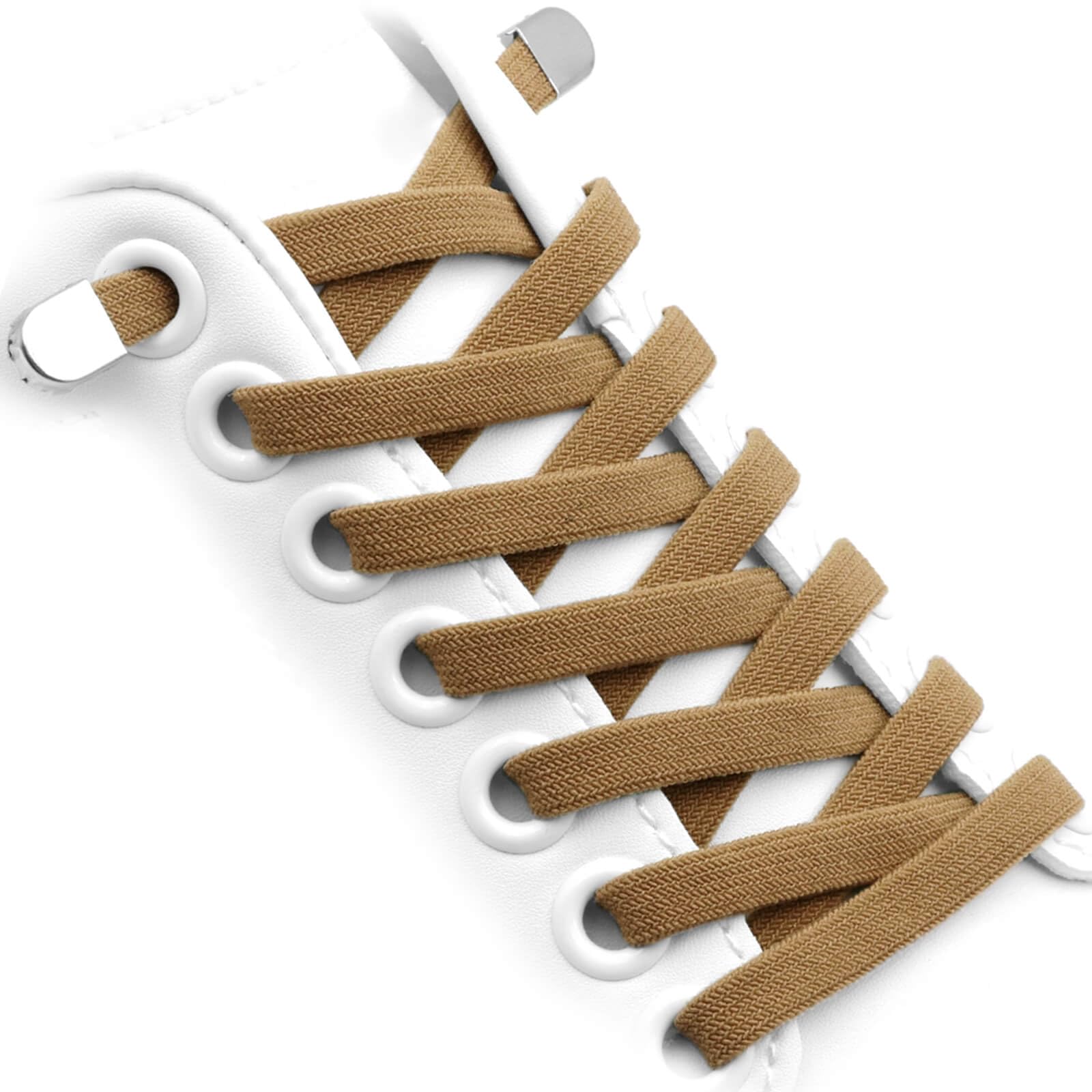 WEGOODZF Flach Sneaker Elastische Schnürsenkel: 8mm Breite Flach Schuhbänder mit Metallschnell 2 Paar für Kinder Erwachsene Schuhe Sportschuhe