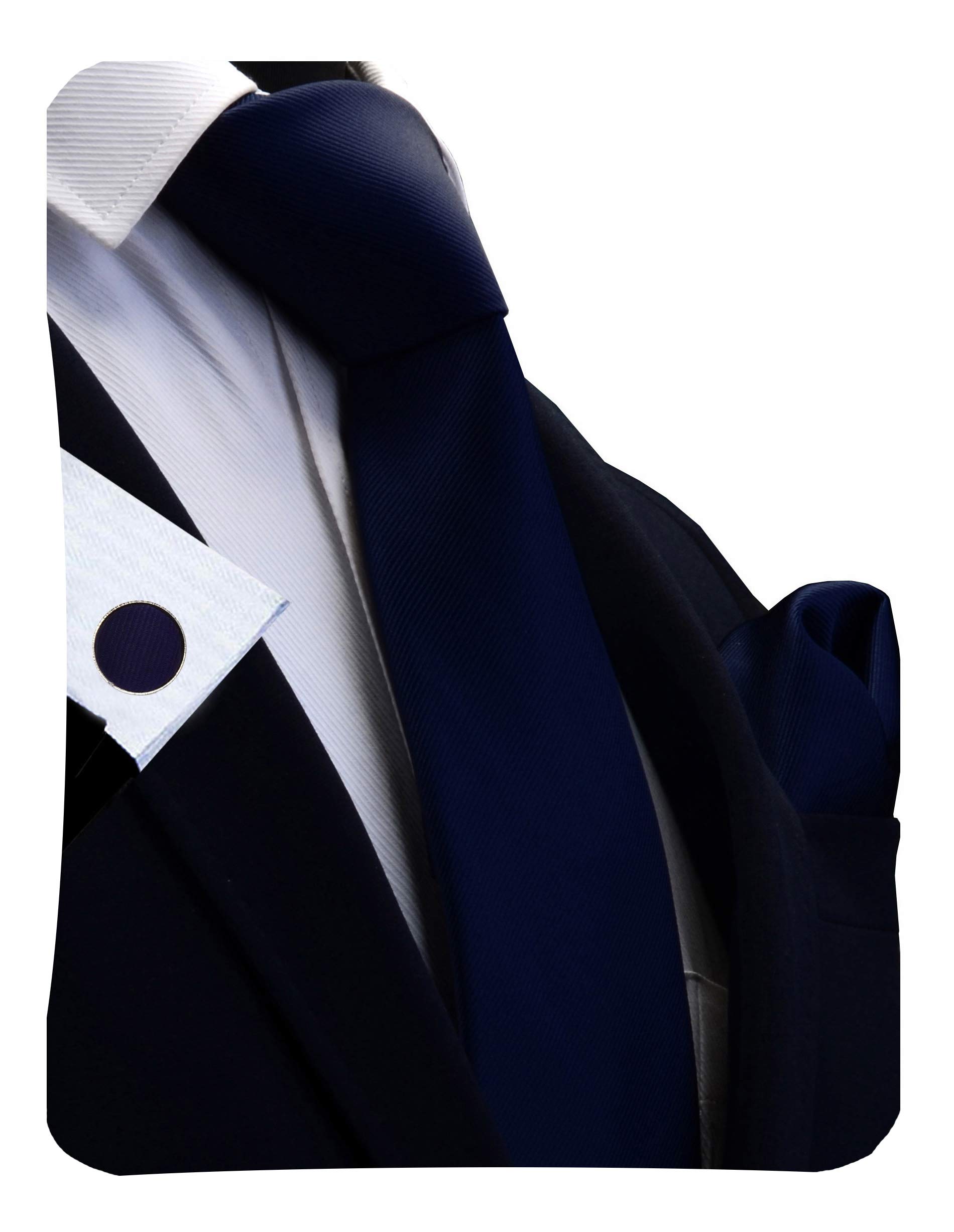 Gusleson Brand Men's Solid Navy Blue Business Ties For Wedding Formal Neckties sets Gifts Box(UK0789-03)