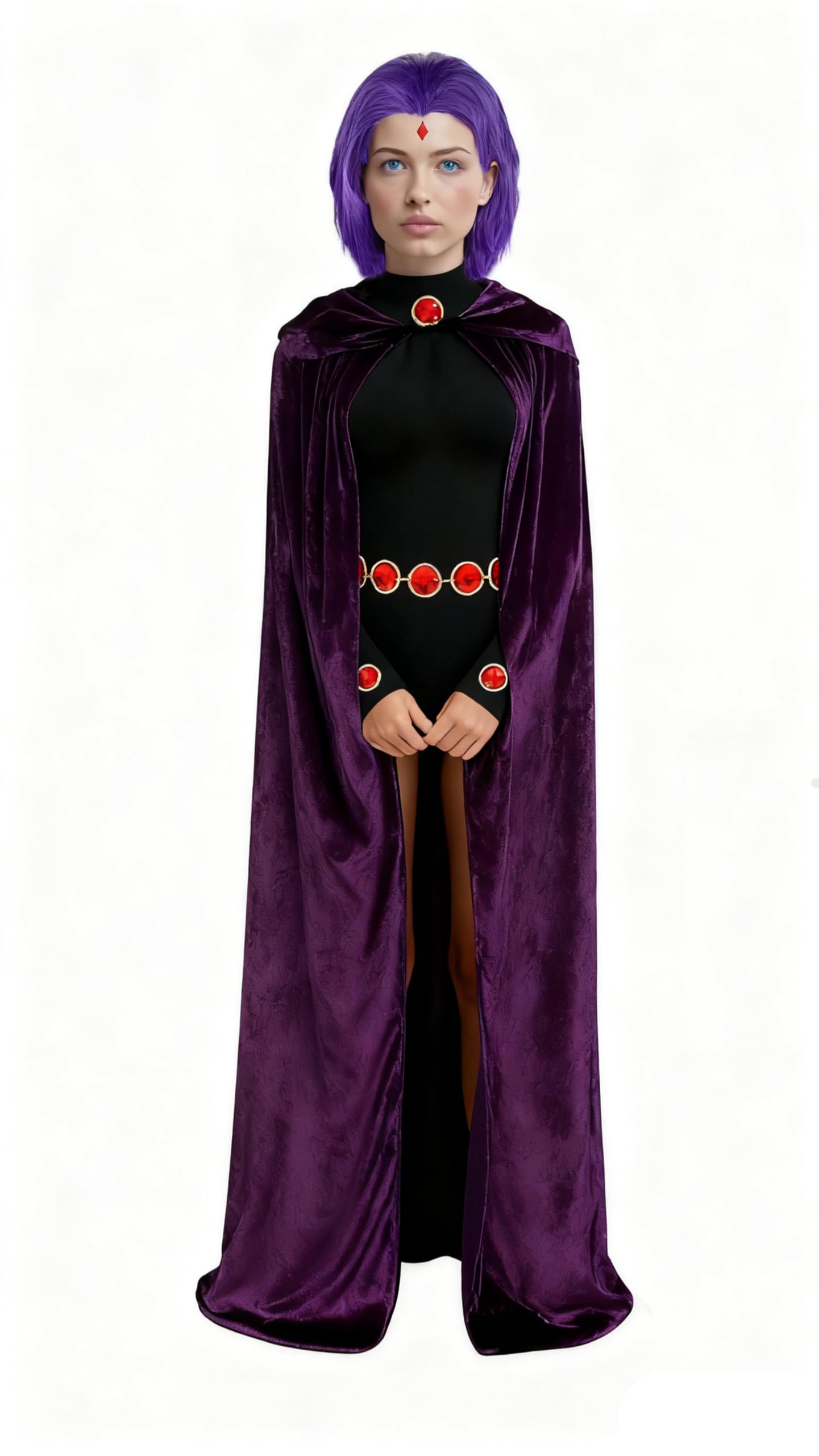 Quxiante Anime Cosplay Costume Women, Purple Cape Cloak Robe Accessories Set Halloween: Purple Wig Small