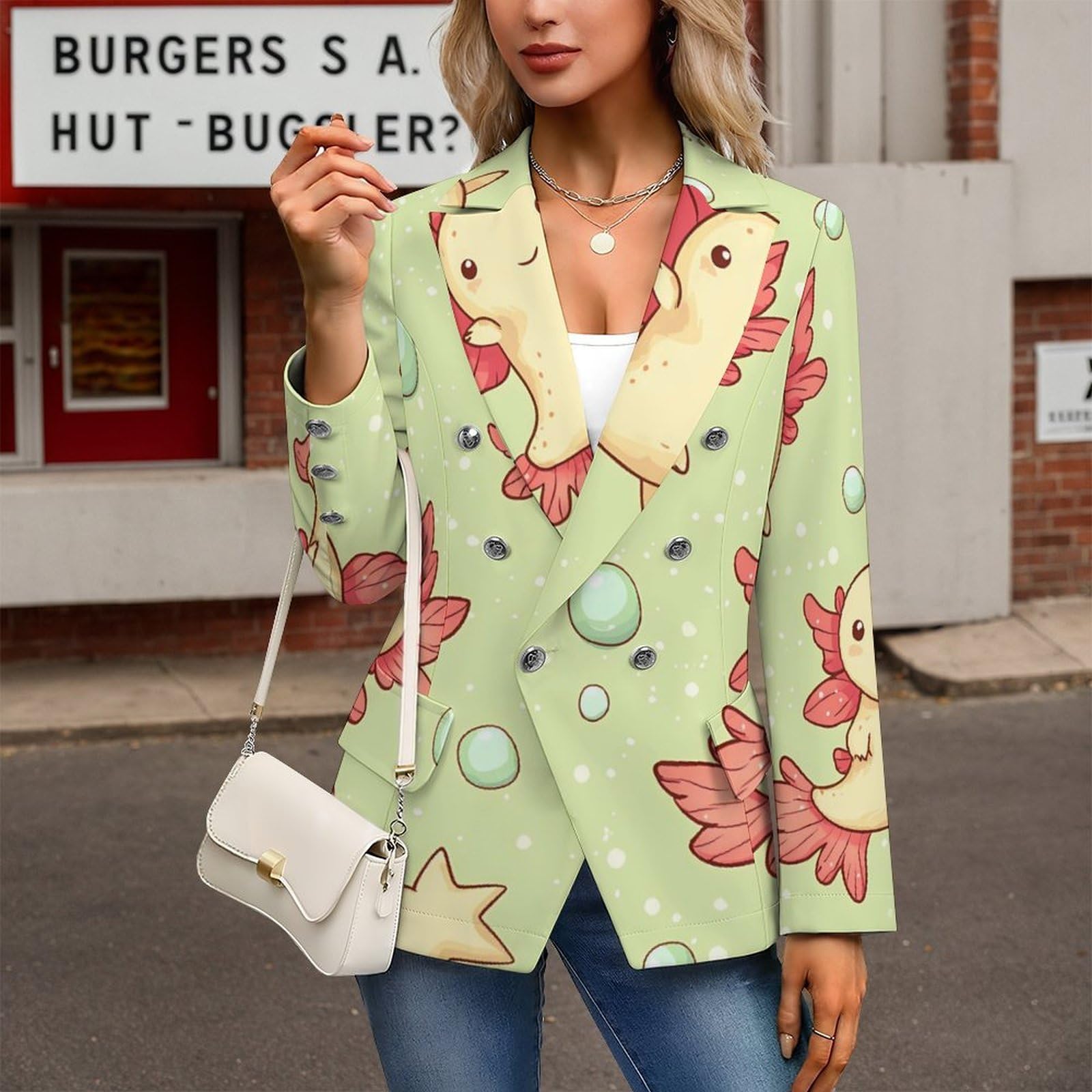 Simpatico modello Axolotls Casual Blazer da donna leggero abiti giacca cappotti per viaggi eventi uso quotidiano