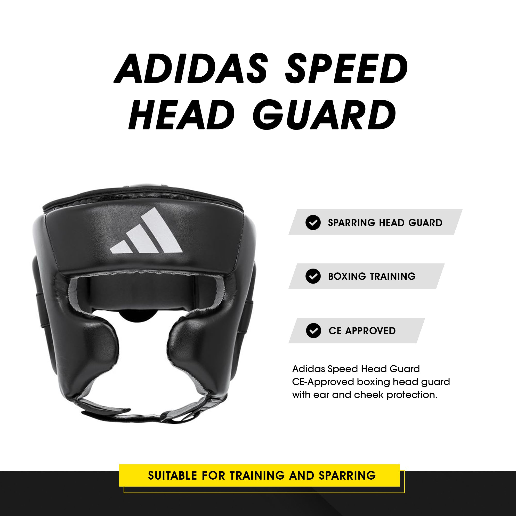 Adidas Regulowana antypoślizgowa osłona głowy na policzki, czoło, ochrona uszu, ochrona głowy do boksu, treningu MMA, sprzętu, kickboxingu, sparingu, sztuk walki