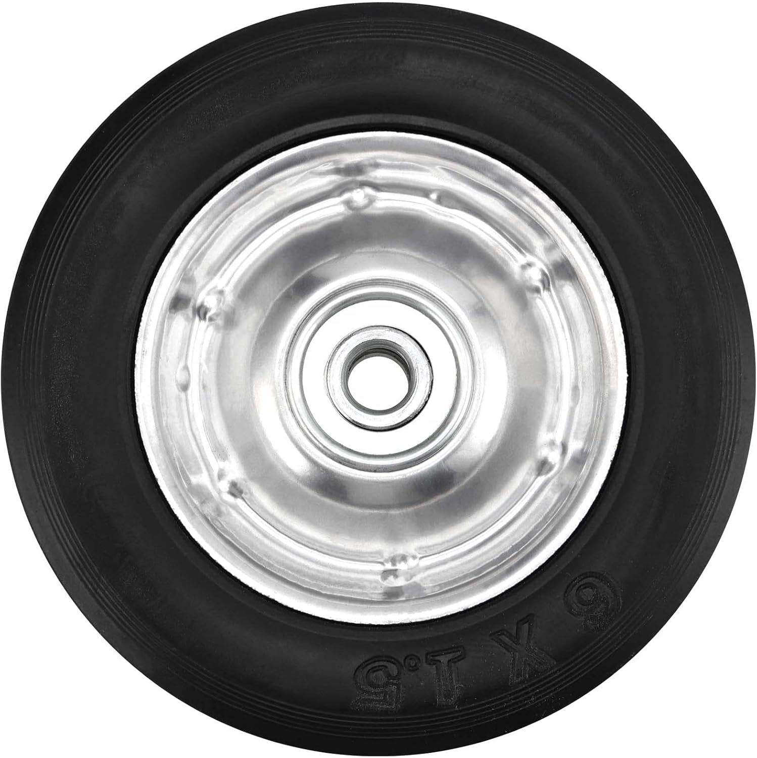 6 Pack 6" x 1.5" Flat Free Solid Rubber Wheel, Dolly Wheels Replacement Hand Truck Wheels for Tool Carts and Garden Carts, 132 lbs Load Capacity, 1/2” Bore Hole Diameter