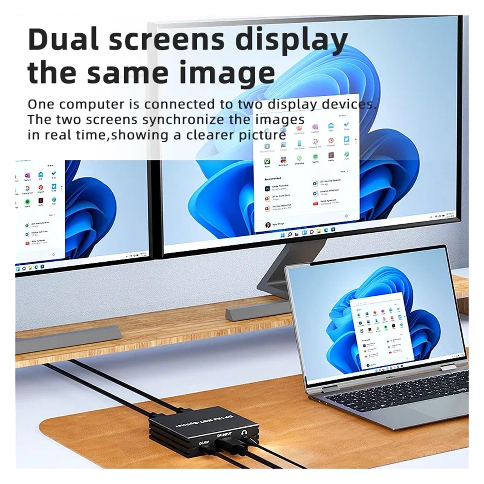 Répartiteur Compatible 8K MST SST 1 entrée 2 Sorties DP .4 à 30 Hz 4K 120 vers convertisseur DisplayPort(DP to 2HD)