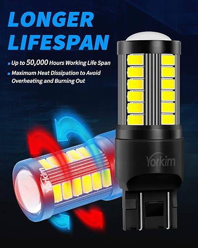 Miniatura 4 de Yorkim Bombilla LED 7440, luces blancas brillantes, bombillas LED T20, bombillas LED 7443, bombillas LED 7441, luces LED W21W, 7444 bombillas, para