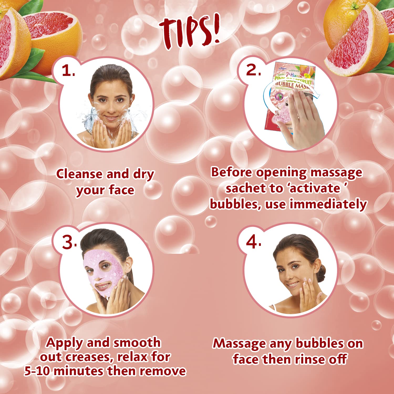 7th Heaven Pink Oxygen Bubble Mask (12 Pack) - Oxygenating Foam Bubble Face Mask - Deep Cleansing Pore Cleansing Face Mask for Women - Hydrating Skin Care Treatment
