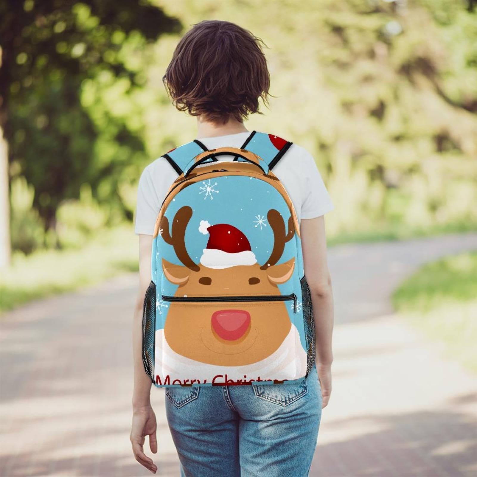 Zaino per laptop da viaggio per le vacanze natalizie, zaino per scuola superiore, grande capacità, zaino carino per uomini e donne