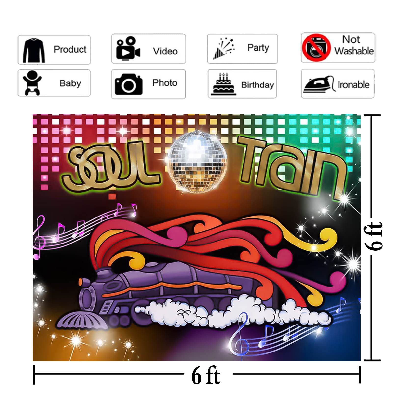 BELECO 15x10ft Fabric Disco Backdrop 70s 80s Disco Party Decorations Disco Ball Boombox Dance Stage Spotlights Music Background Disco Theme Party Supplies Birthday Shoot Studio Booth Photo Props - View #6