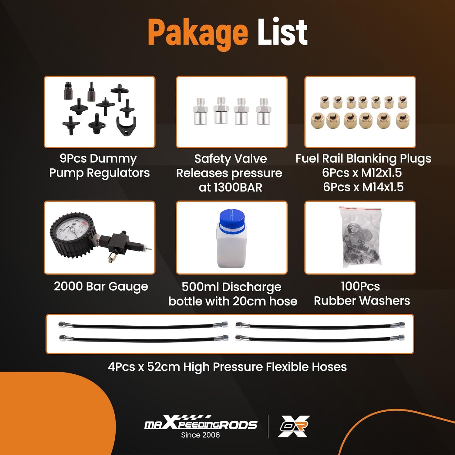 maXpeedingrods Common Rail Diesel High Pressure Tester Kit 2000 Bar, with Injector Pipe Blanks