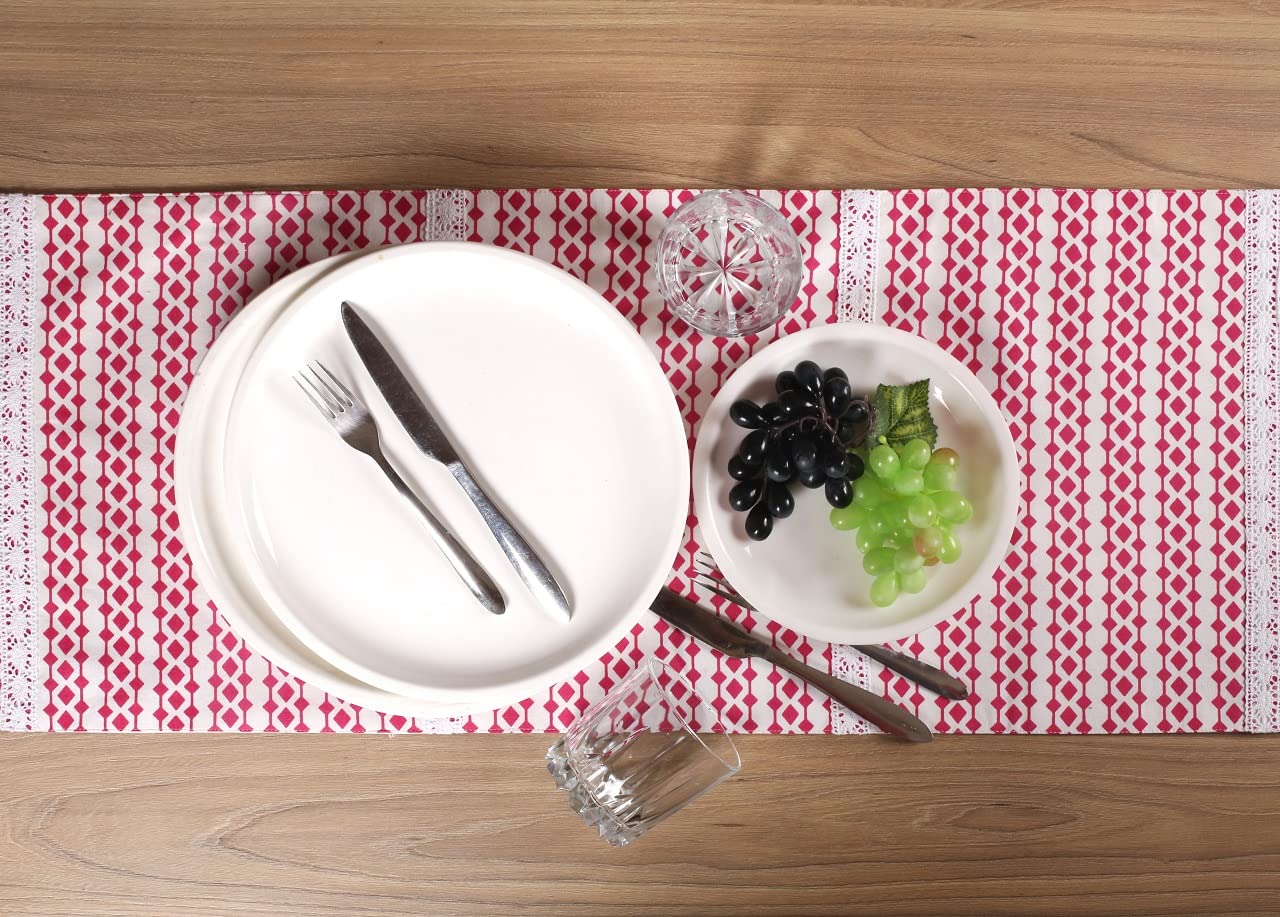 NWf Soft Cotton Heat Resistant Dining Table Runner/Table Runner for Dining Table Wedding Party, Modern Dining Room, Look ,Events, Dinner, Decor, (Pack of 1) 90 x 13.5 Inches, Pink Color.