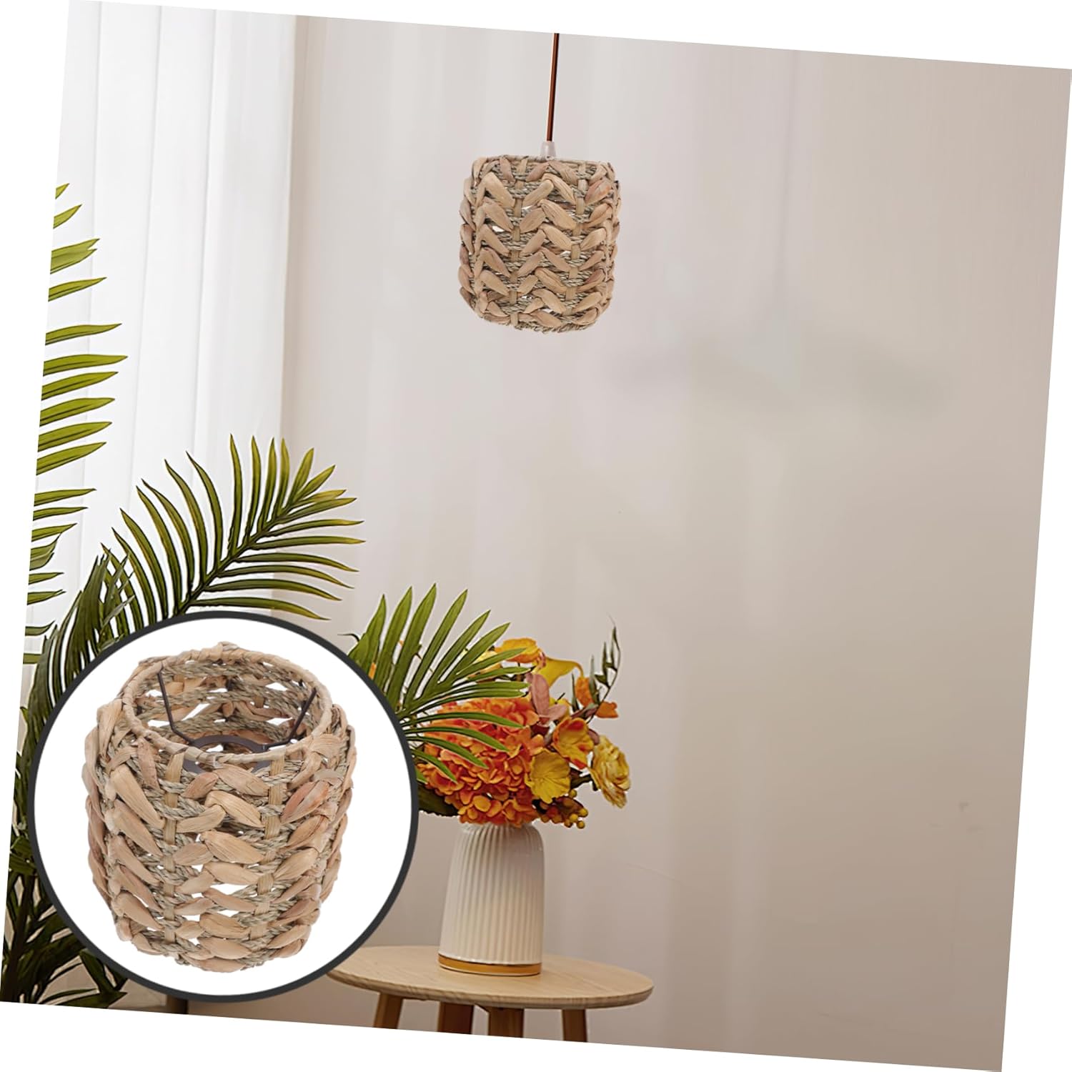 Rustic Woven Lampshade Replacement Handmade Light Cover for Hanging Lamp Ceiling Pendant Light Versatile Natural Decor for Home Fits Bulbs Easy to Install