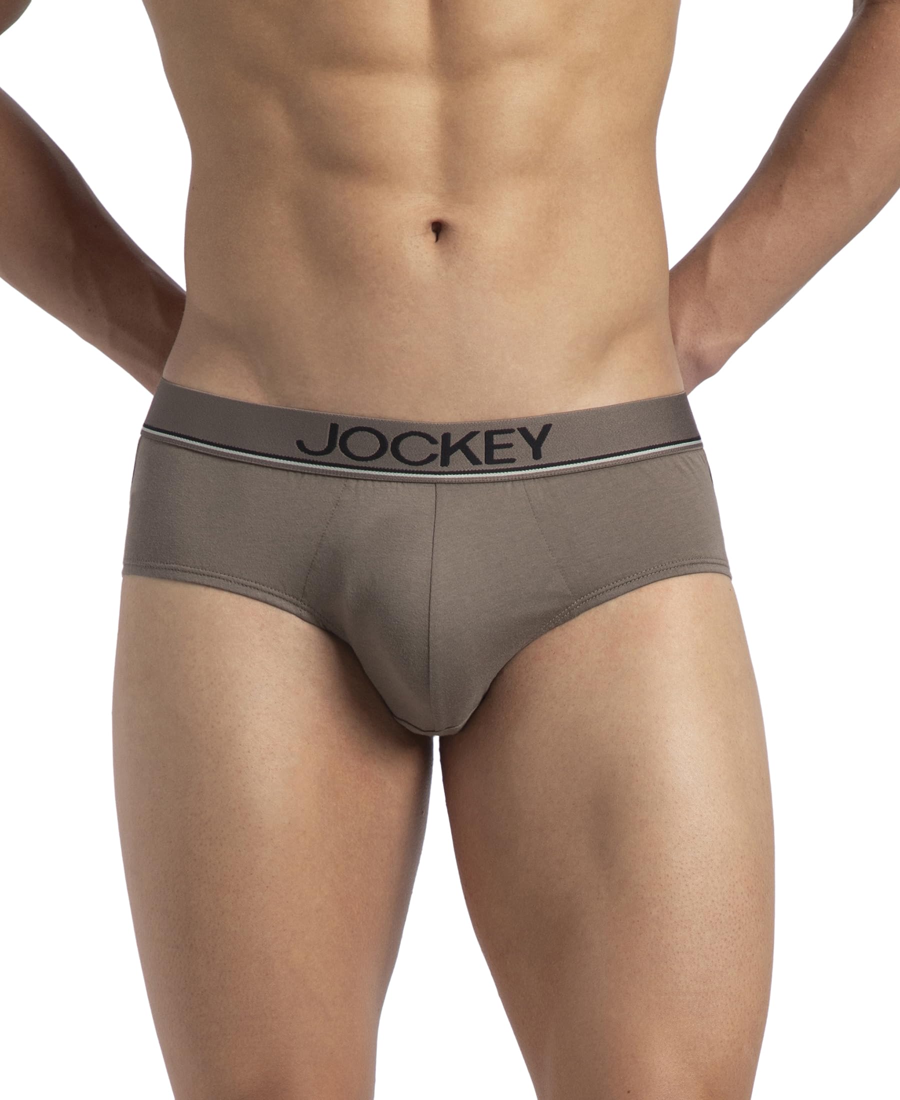 8037 Men's Super Combed Cotton Solid Brief with Ultrasoft Waistband Dark Khaki-image-35