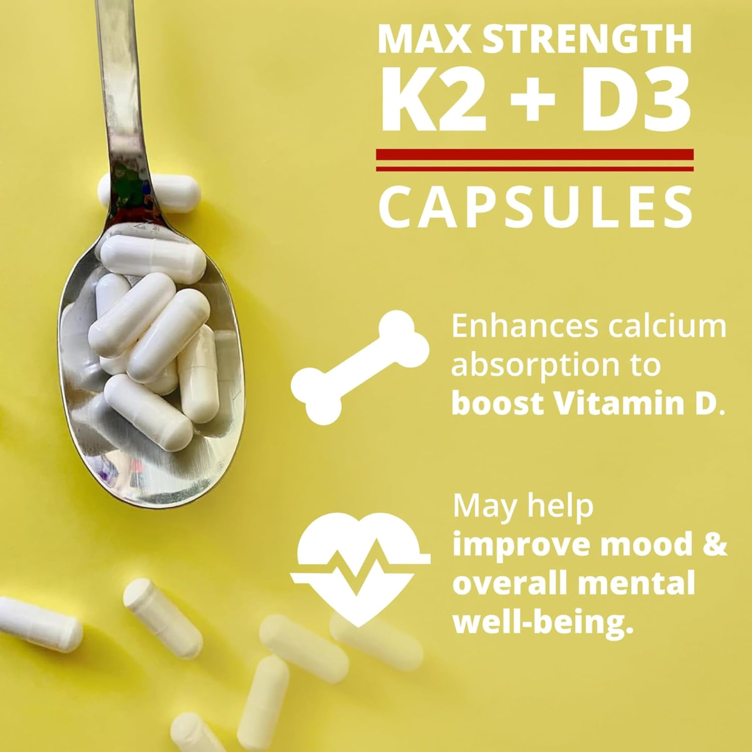 Dr. Boz Vitamin K2+D3 Capsules with BioPerine, 66 Count — Amazon image 2