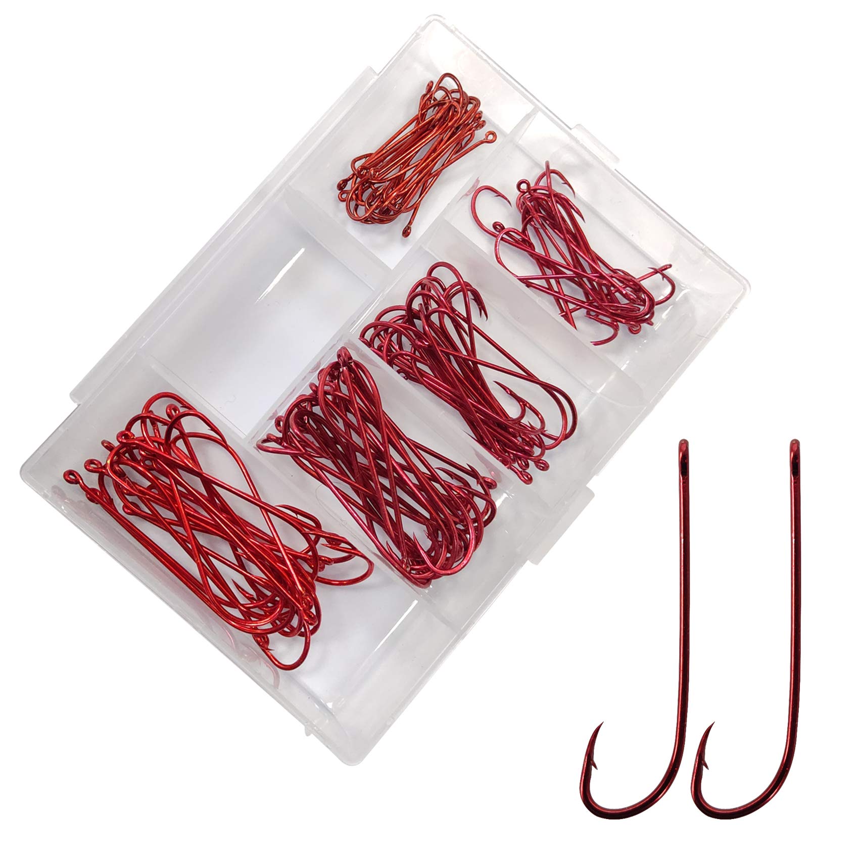 EuphengC EP-92608 100PCS Assortment #1-#8 Prime Long Shank Offset Point Beak Bait Fishing Hooks High Carbon Great Value Collection