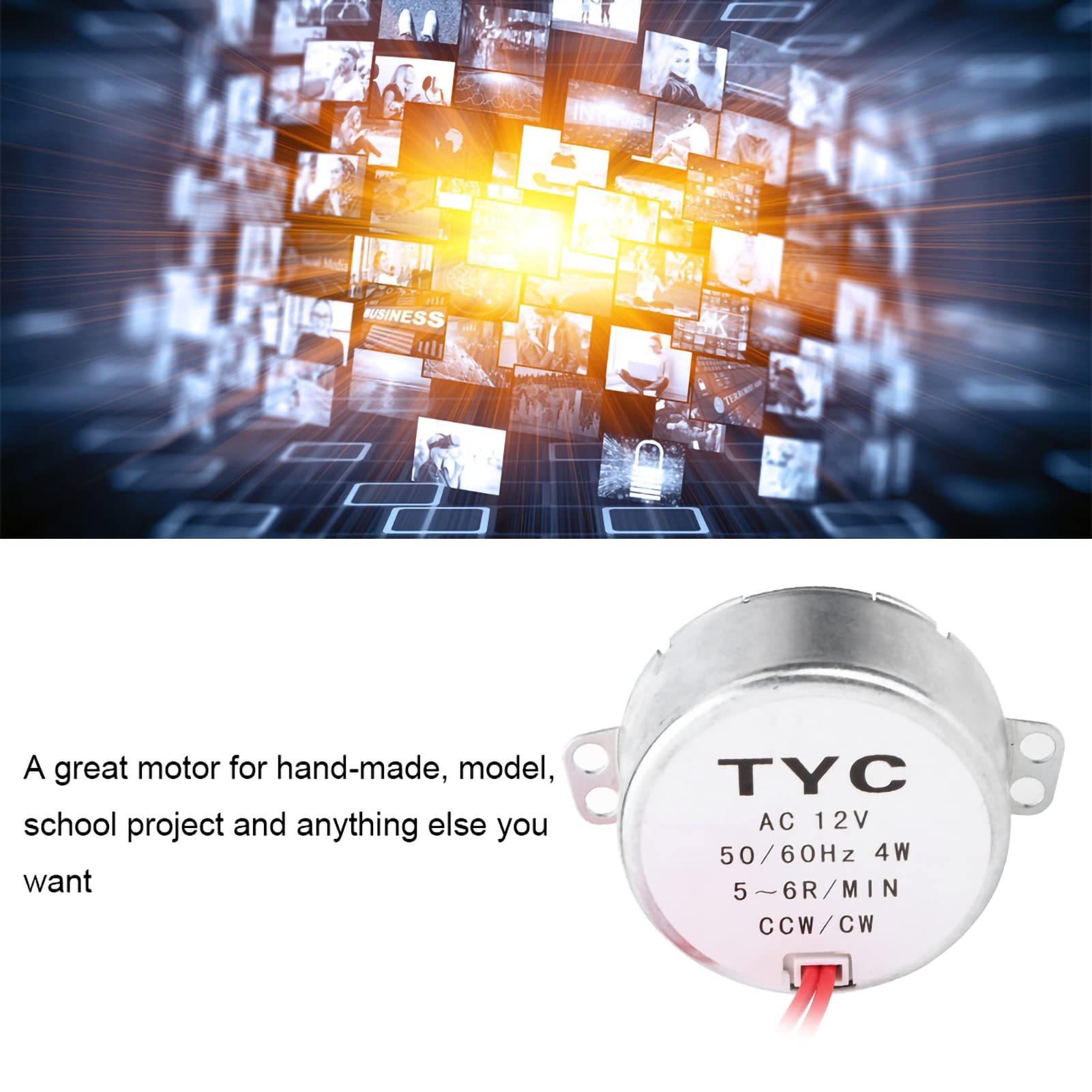 TYC30 AC Synchronous Motor, 12V 4W, 5-6 RPM, Reversible CW/CCW Rotation, Aluminum Alloy Housing - Image 4