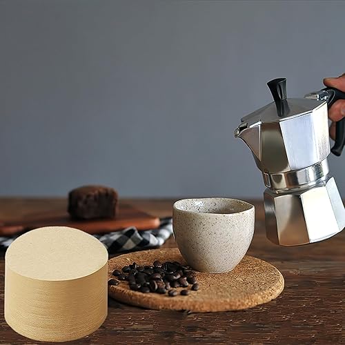 Miniatura 3 de 800 filtros de café expreso, filtro de papel redondo sin blanquear de 2.008 in para máquina de expreso, filtro de café desechable compatible con