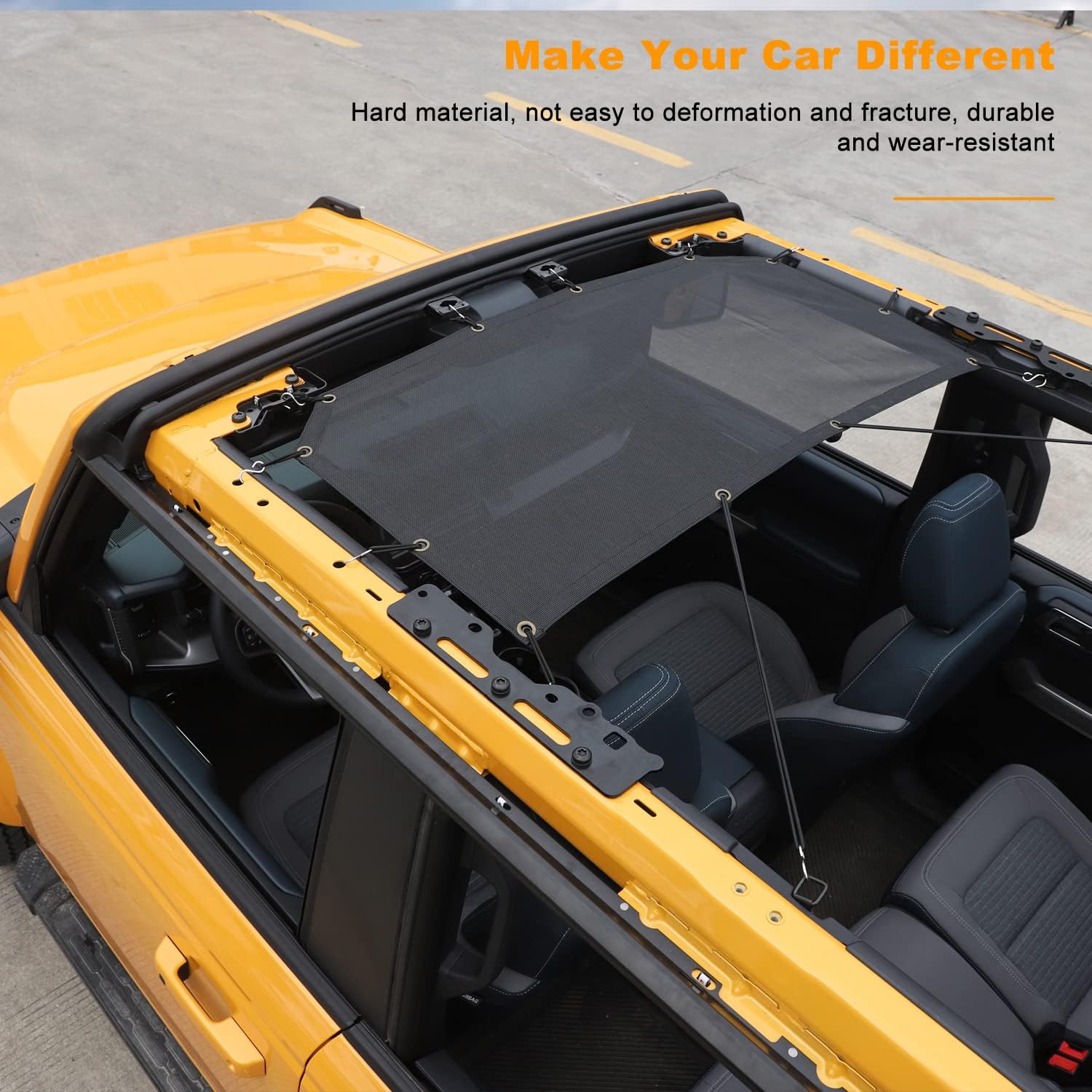 Front Mesh Sun Shade for Bronco Accessories, Sunshade Cover Bikini Top Roof Net Provides UV Protection Compatible with Ford Bronco 2021 2022