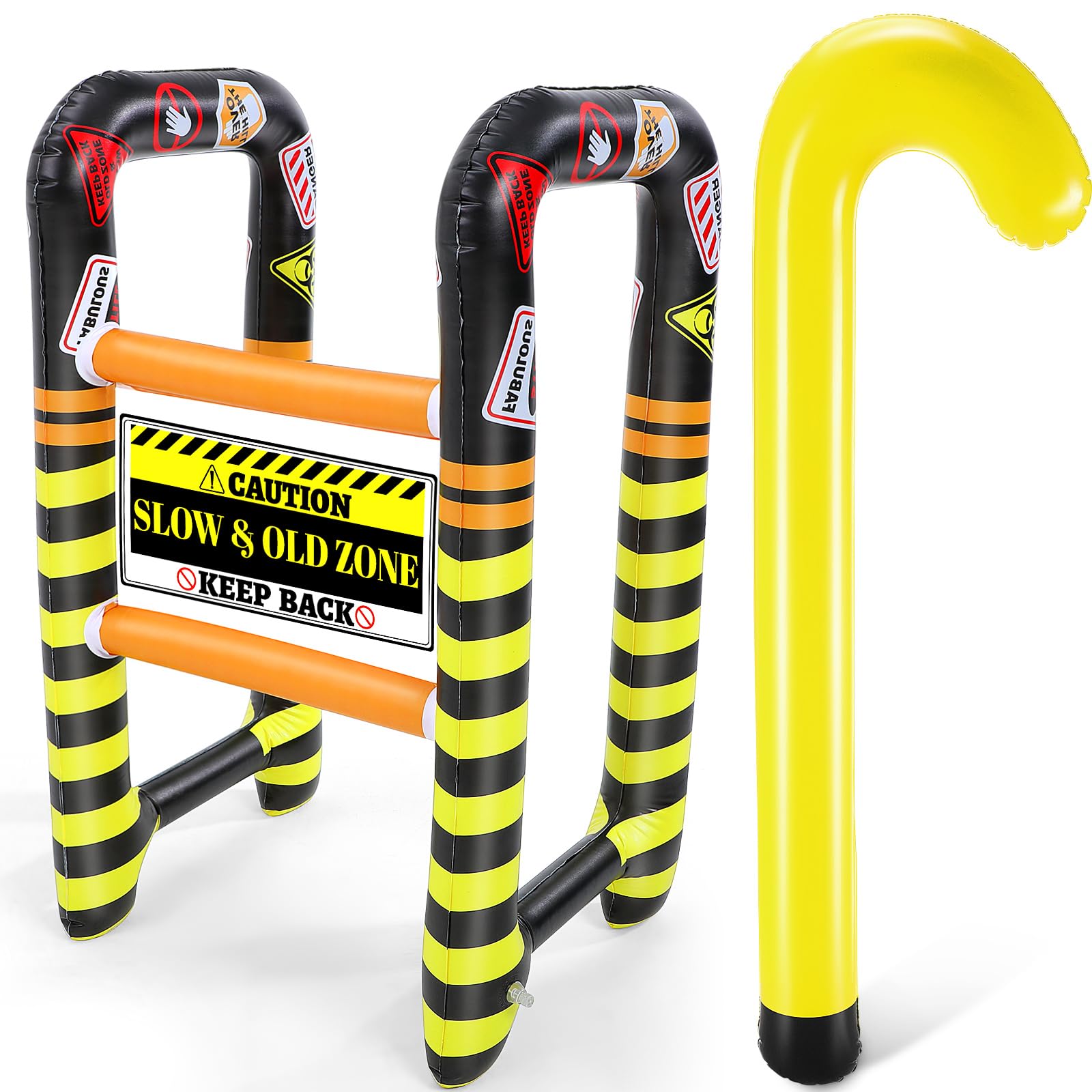 Arrowbash 2 Pcs Over The Hill Birthday Decorations Inflatable Walker and Cane Blow up Humorous Funny Gag Gifts for 40th 50th 60th Old People Birthday