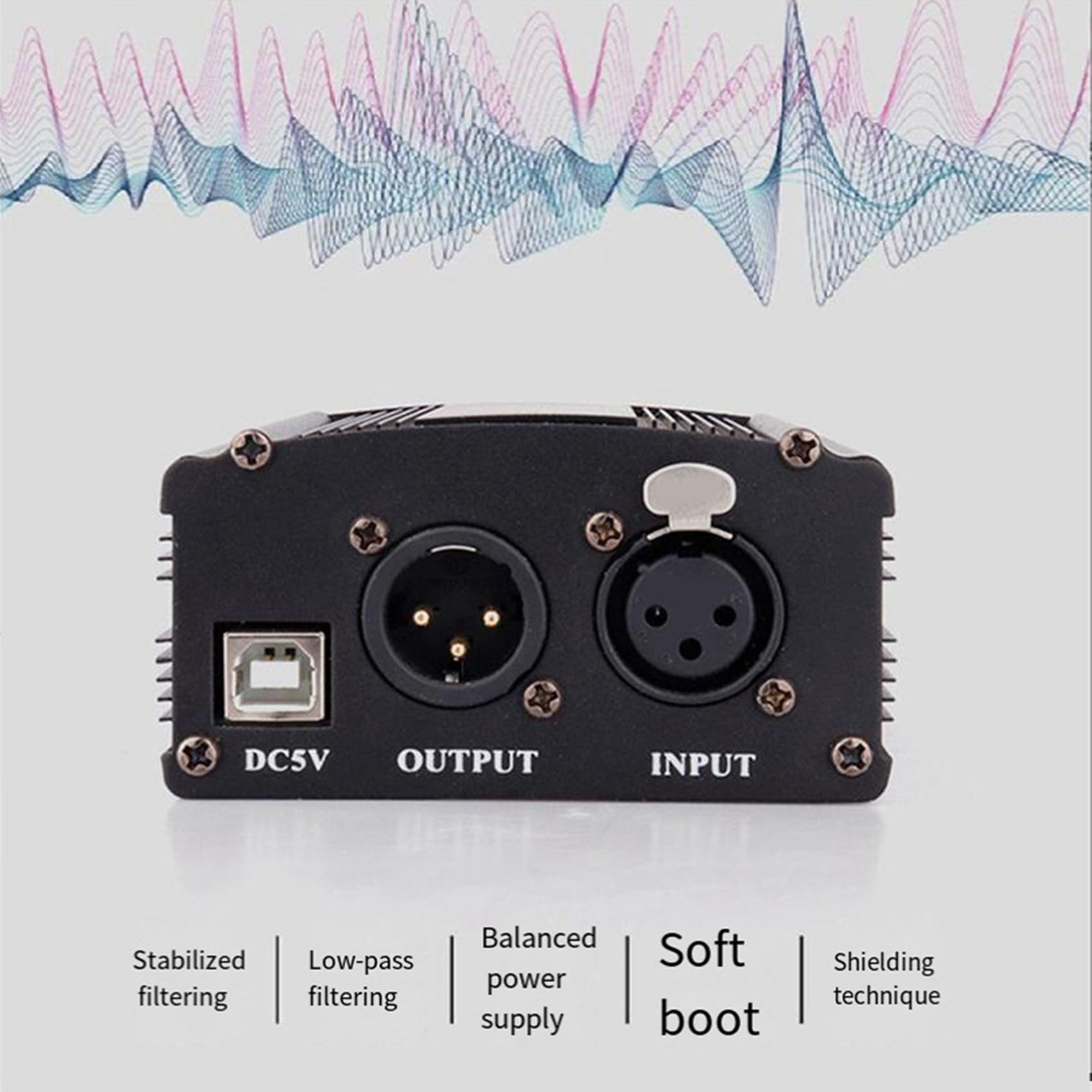 2 x 1 canal de alimentación fantasma de 48 V con cable de micrófono XLR de 3 pines para dispositivos de grabación de música