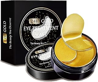 24k Gold Eye Masks-with Collagen Under Eye Patches, Dark Circles Under Eye Gel Treatment Masks, Under Eye Pads For Puffy Eyes,Under Eye Bags ,Anti-Wrinkle, Moisturizing Improves Elasticity 30 PAIRS