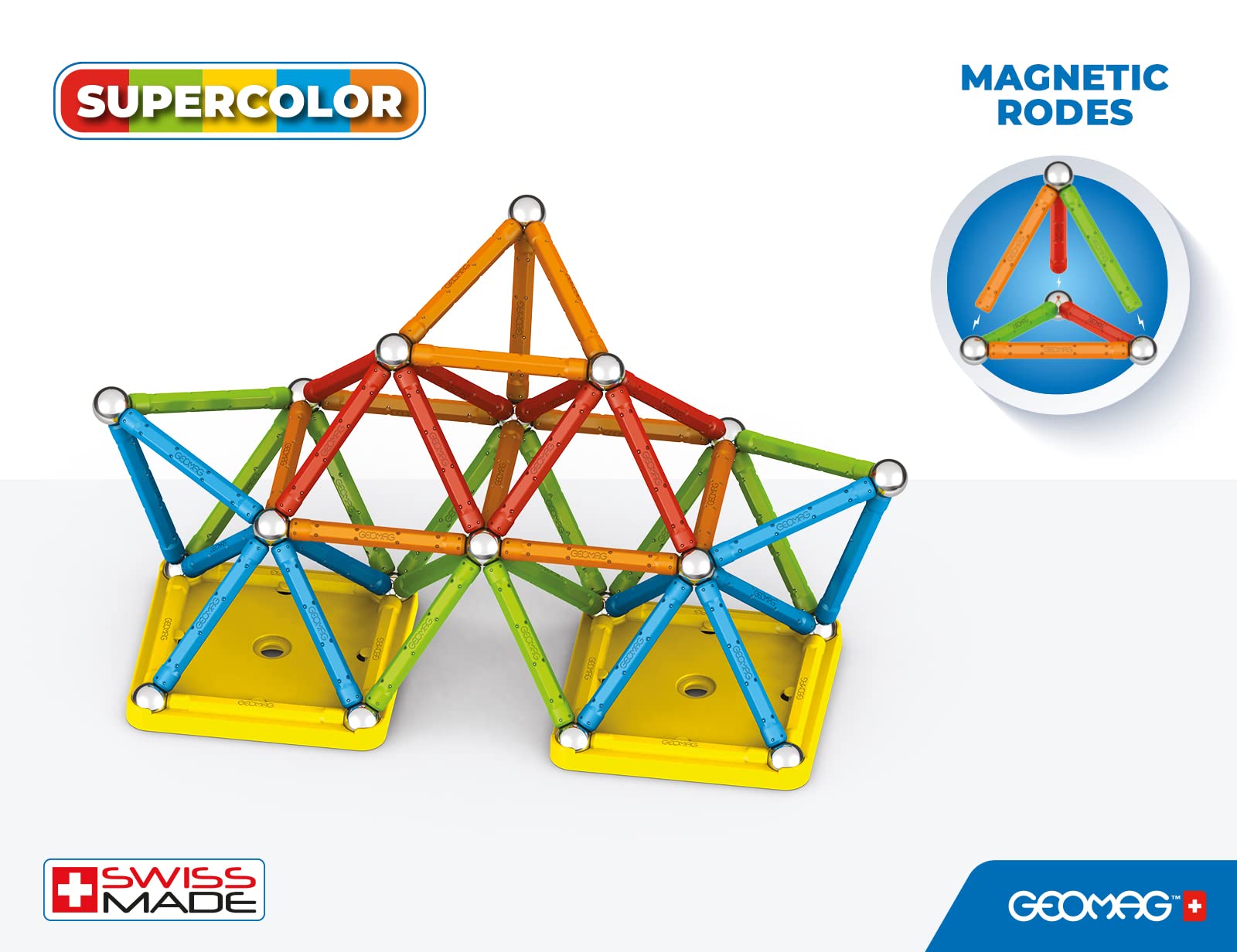 Geomag Classic Supercolor Panels Recycled 93, Construcciones Magnéticas, Barras y Paneles de Colores, Pack de 93 Piezas, 100 % Plástico Reciclado
