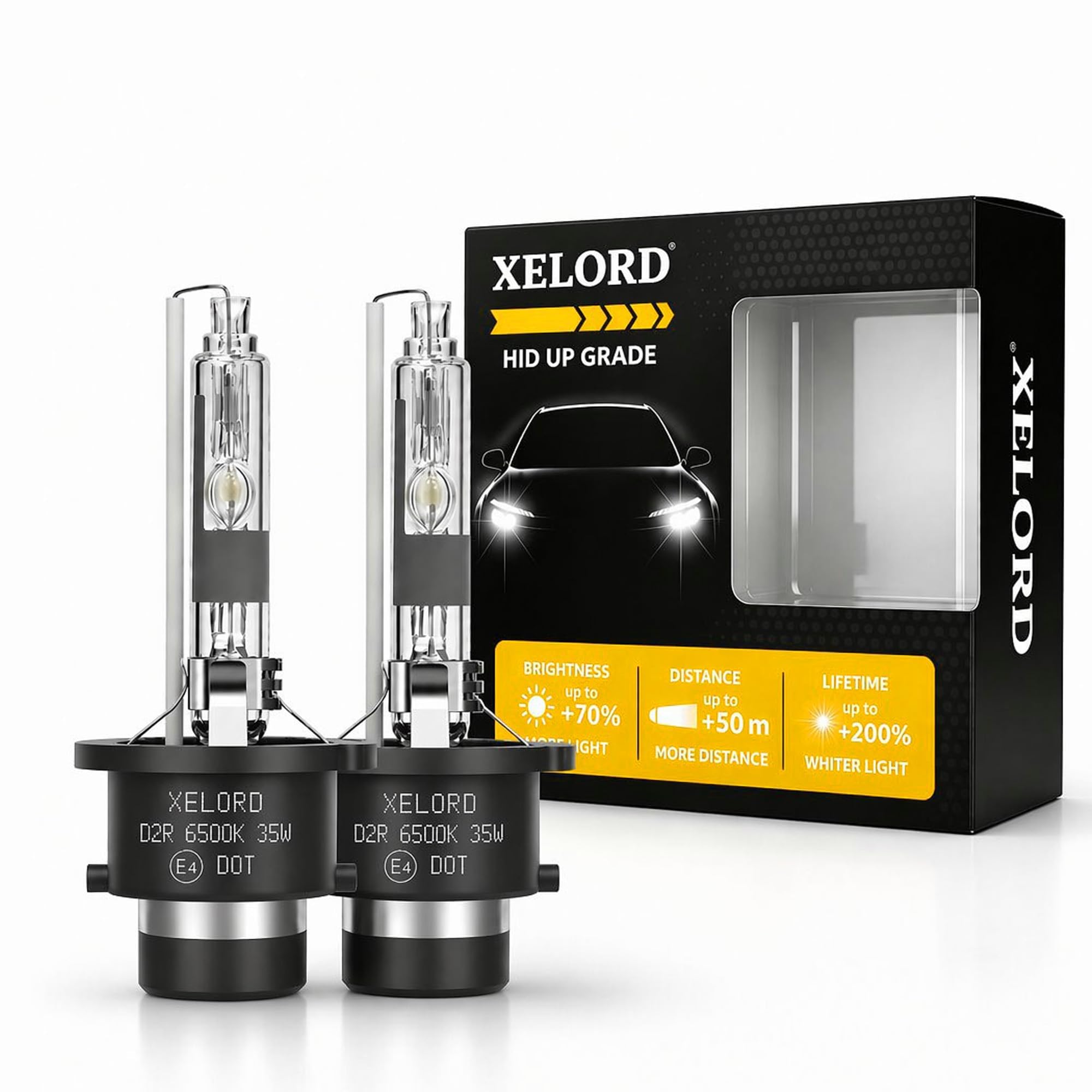 HID屋 D2R 6500K ヘッドライト用バルブ 本体 Amazon | XELORD 車用ヘッドライト D2R HIDバルブ 6500K 車検対応