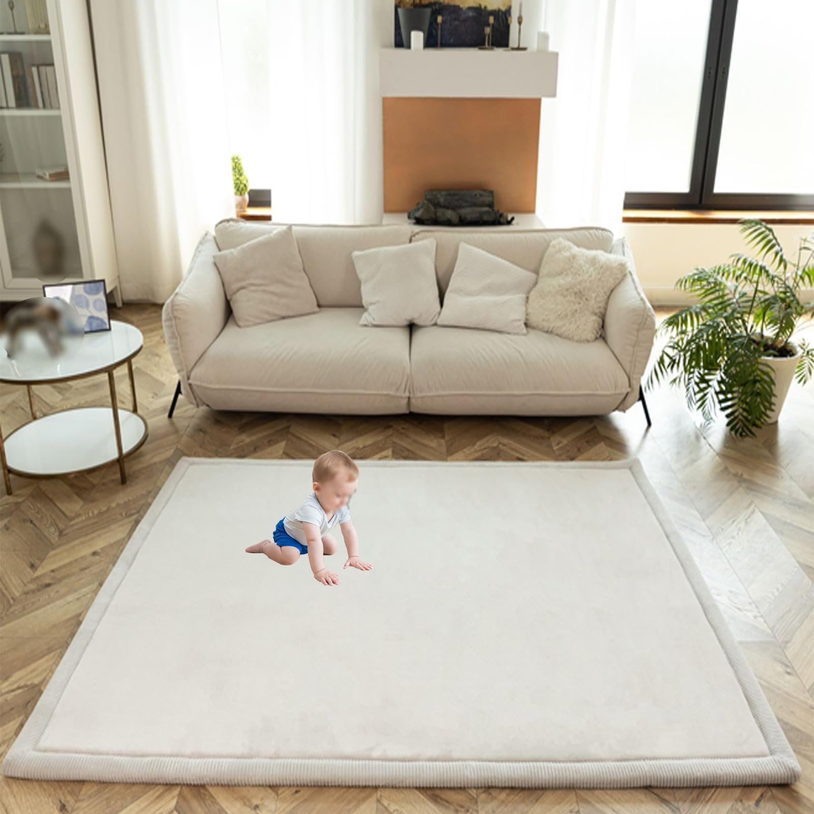 200 x 350 cm Tapis De Jeu Pliable pour Bébé Enfant, Tapis D'eve Rampant D'épaisseur 5 Mm, Tapis Rampant pour Bébé, Tapis De Sol Bebe Antidérapant Jeu pour Bébé, Tapis Bebe Epais