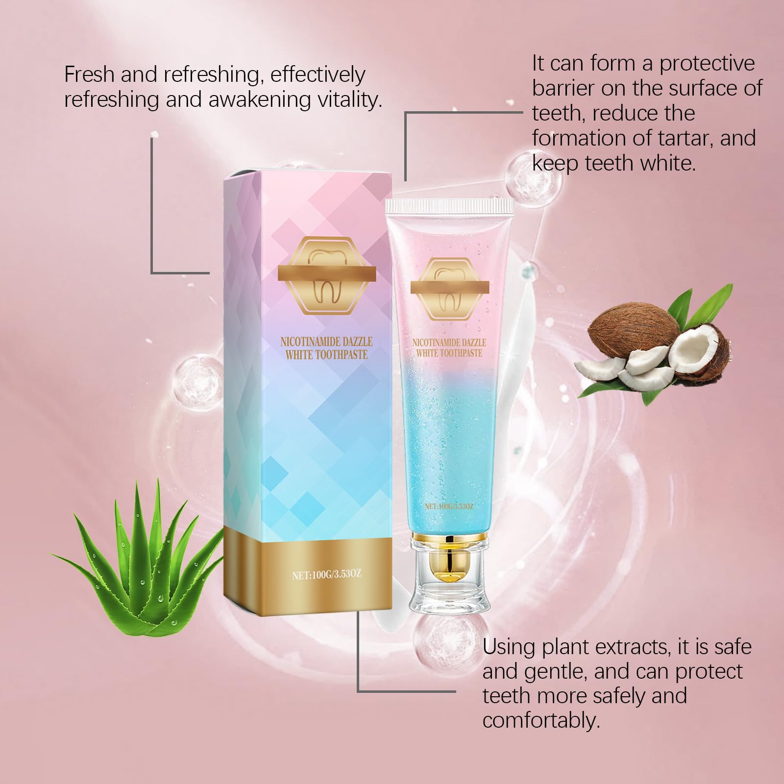 Vous Dentifricio, Dentifricio Complete Care, Dentifricio sbiancante naturale dei denti, freschezza a lunga durata, smacchiatore dentifricio naturale delicato per denti sensibili (6 pezzi)