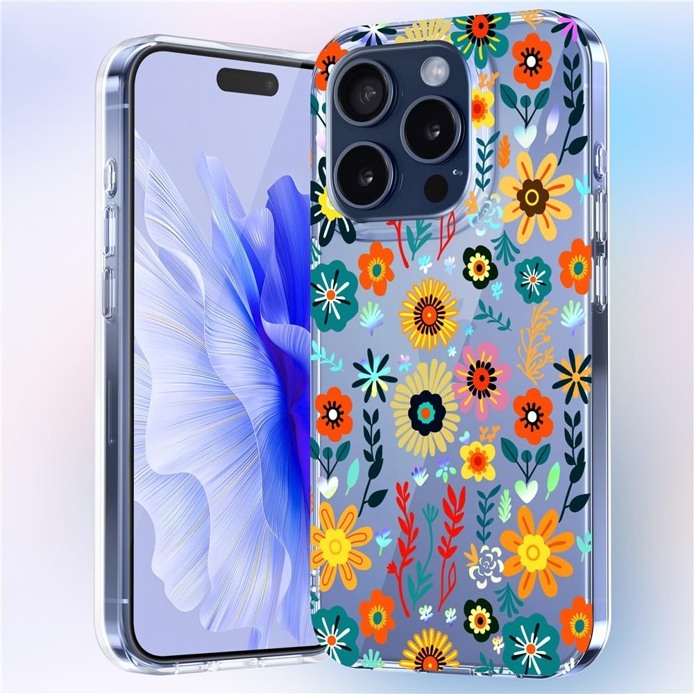 Coque silicone iPhone 14 Pro fleur claire transparent TPU f4
