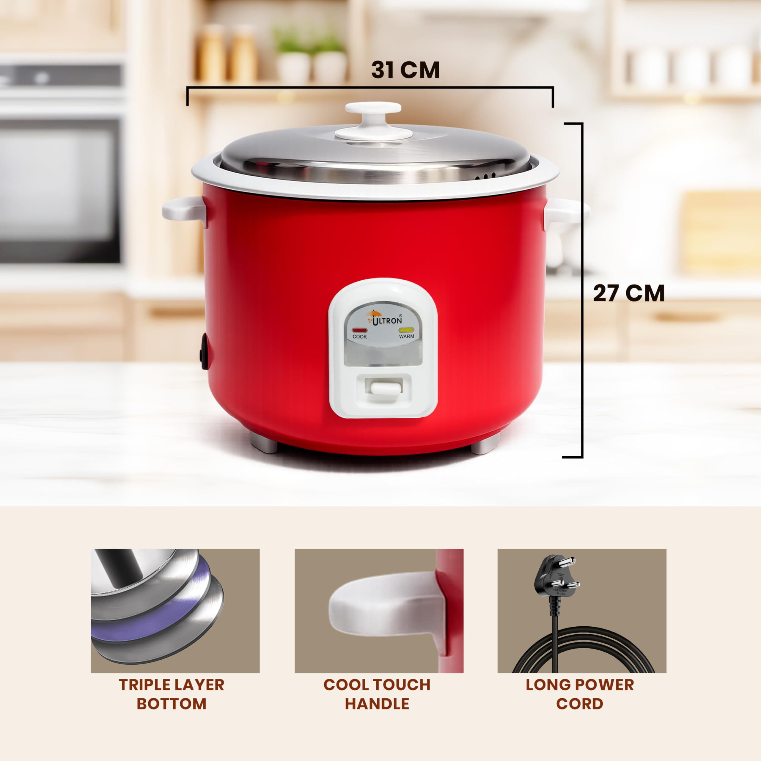 ULTRON Rice Cooker - 2.8L Automatic & 5 Year Warranty -8 ULTRON Rice Cooker - 2.8L Automatic & 5 Year Warranty -8