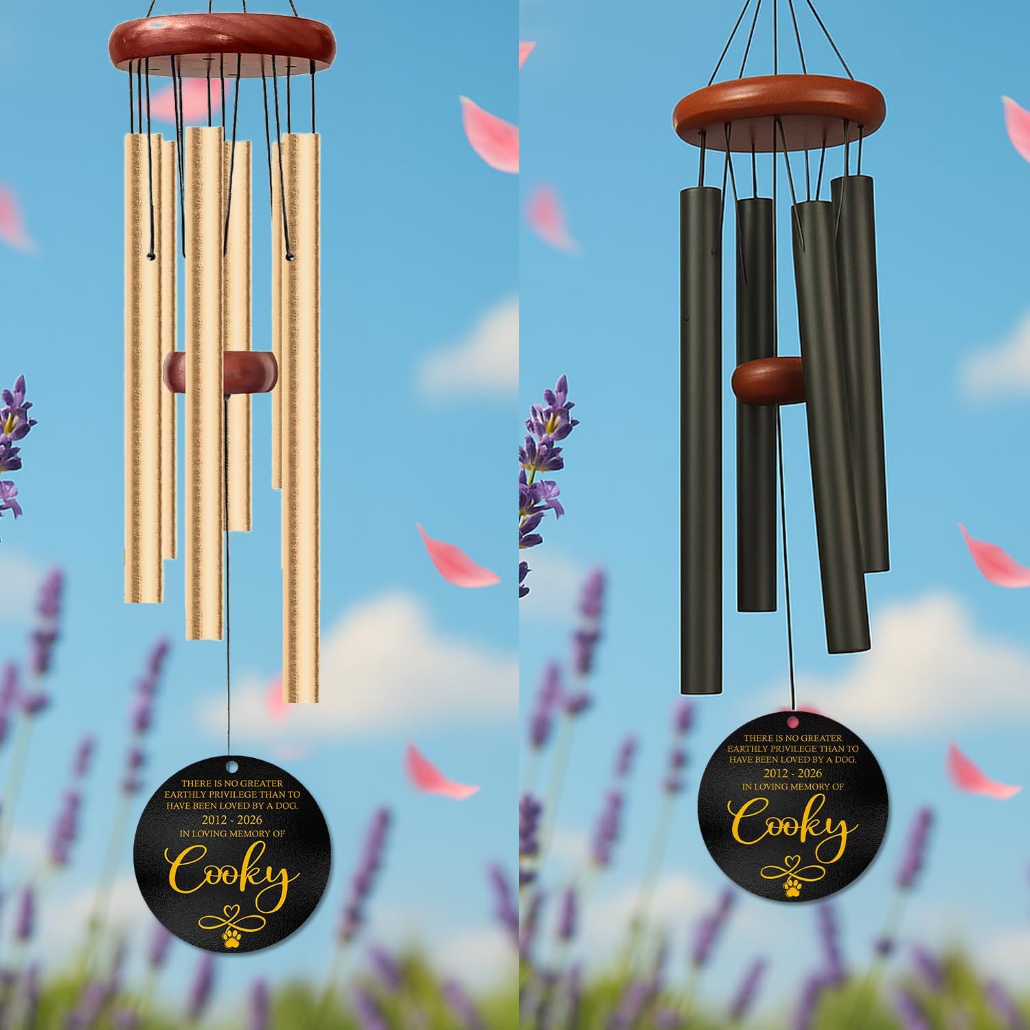 Personalized Pet Memorial Wind Chimes for Dog Loss, Custom Name & Year Remembrance Chime, Sympathy Gift Outdoor Hanging Keepsake for Garden Yard Porch or Home to Honor a Beloved Dog - Image 5