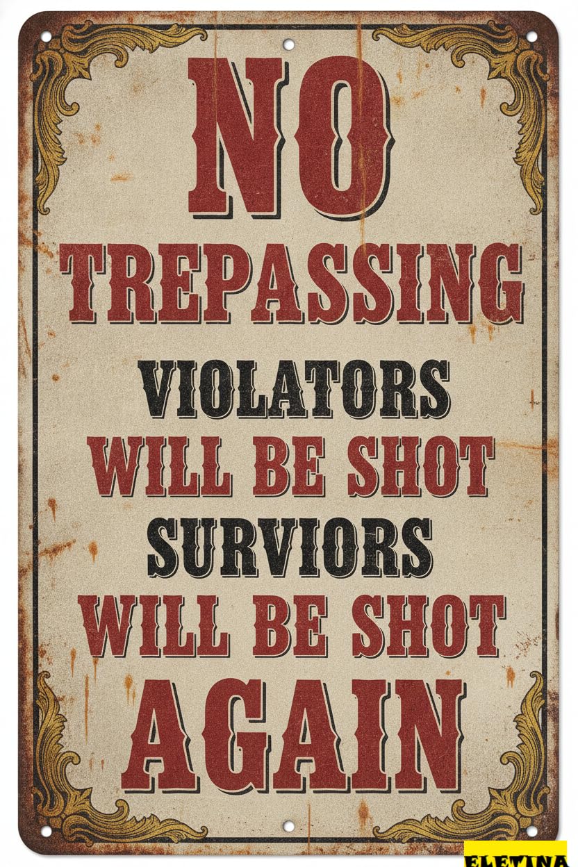 Personalized Sign for Man Cave Warning Tin No Trespassing Metal Tin Violator Will Be Shot Metal Tin S Warning Tin Poster 8x12 Inch Private Property Decorative