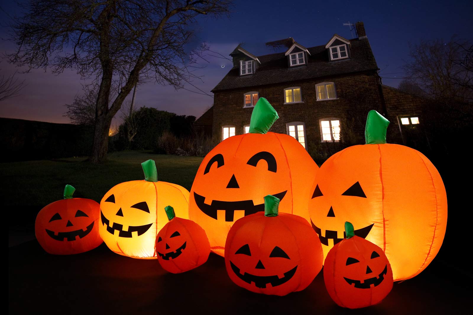 Sizonjoy 7 Ft Halloween Opblaasbare Pompoen Decoratie - Verlichte Voor Thuis, Tuin, Binnen en Buiten (7 Voet