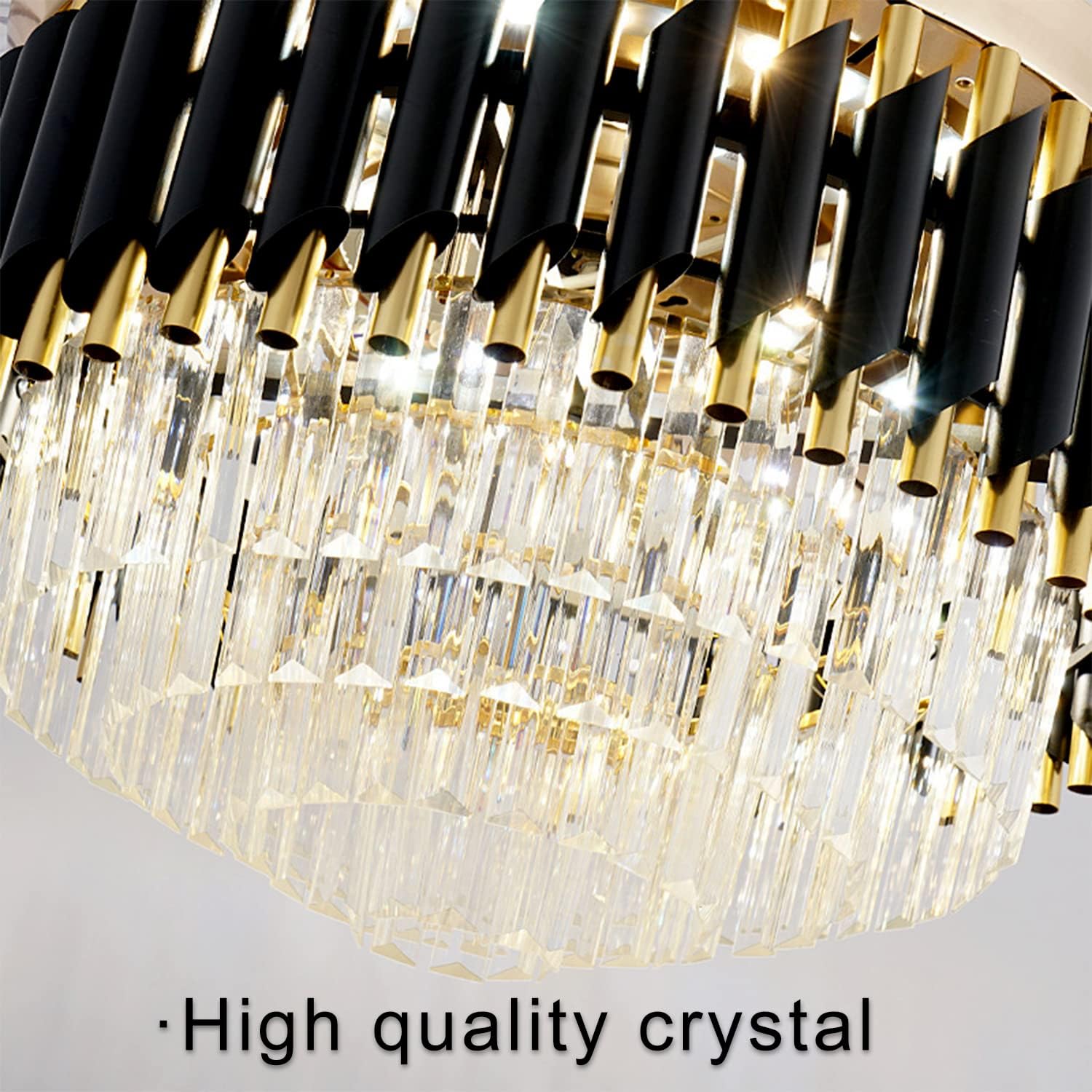 MORE CHANGE 42" Fandalier Ceiling Fans with Lights Retractable Blades Remote Control Modern Chandelier Ceiling Fan 3 Speeds 3 Color Changes Lighting Fixtures, Silent Motor with LED Kits(Gold+Black)