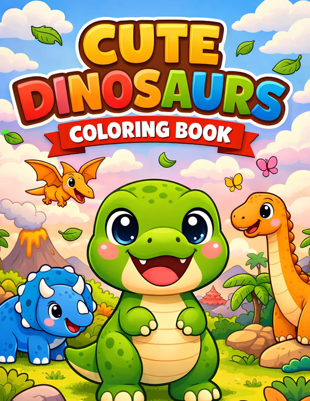 Dinosaur Coloring Book for Kids Ages 3-5: Fun and Easy Dinosaur Coloring Pages for Preschoolers and Toddlers | Cute Dinosaurs, Volcanoes, Fossils, and Prehistoric Adventures