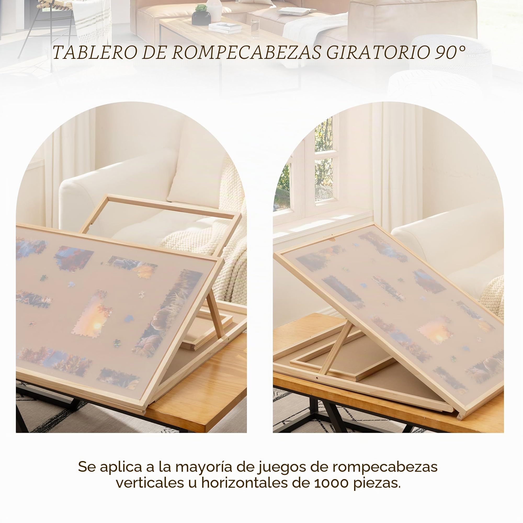 Tektalk Tabla de rompecabezas convertible que se utiliza como tabla de rompecabezas vertical y horizontal, mesa de rompecabezas ajustable con cubierta y 4 bandejas de clasificación de fieltro de