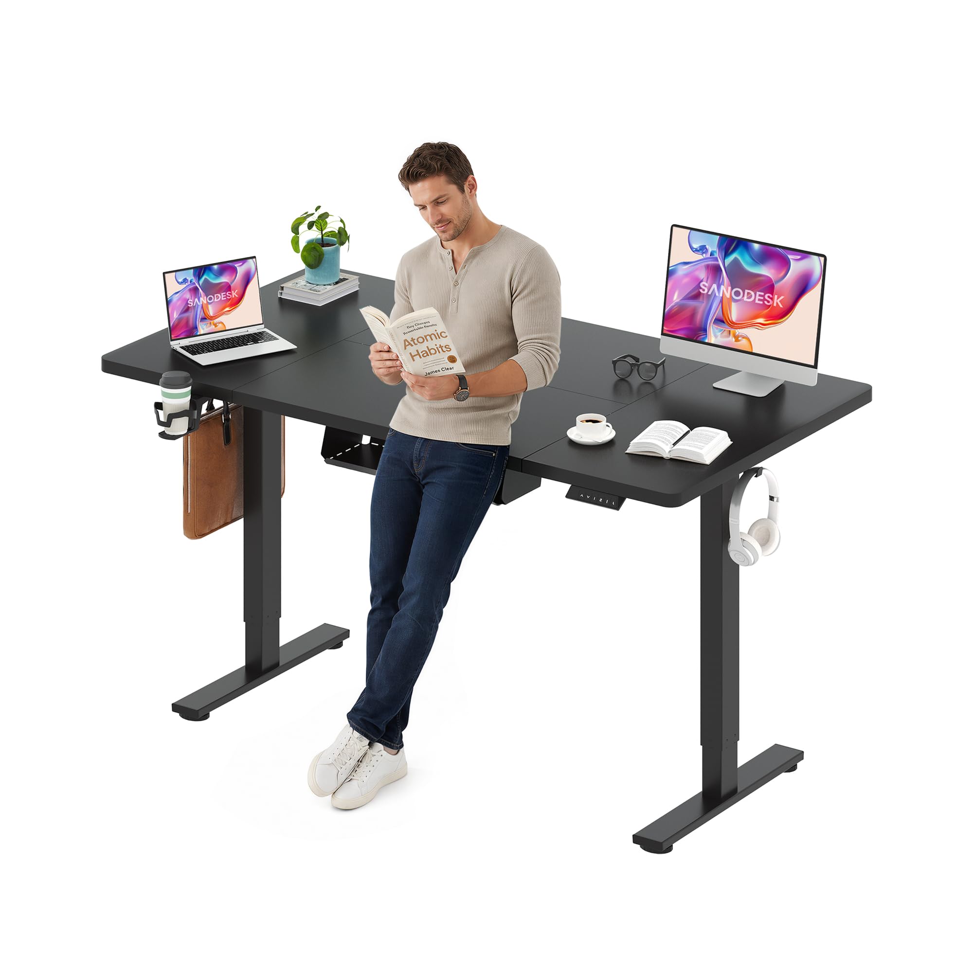 SANODESK 63''x32'' Large Electric Computer Height Adjustable Standing Desk