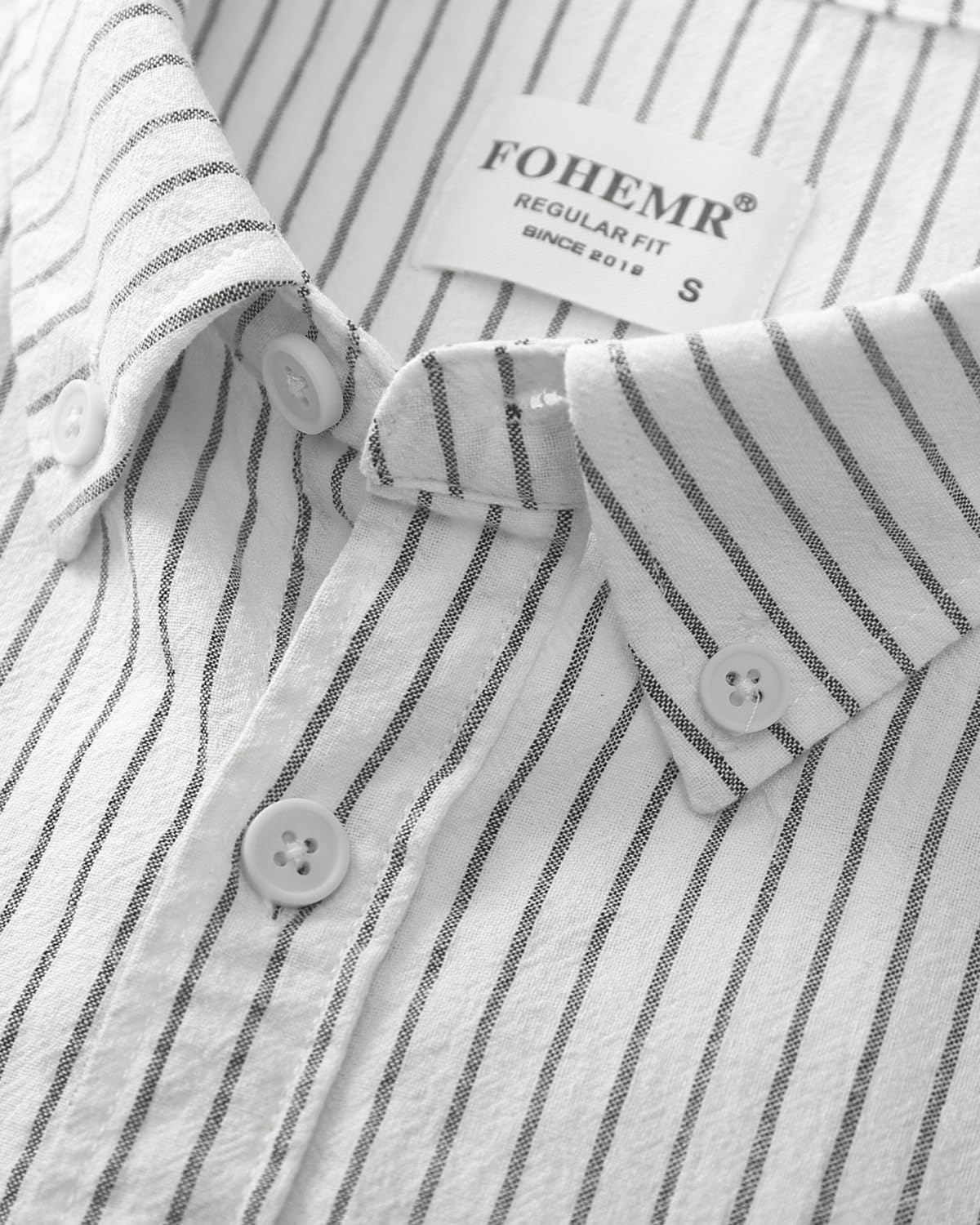 fohemr Men's Casual Stylish Striped Short Sleeve Shirt Button Down Summer Beach Shirts Pinstripe Tops for Men