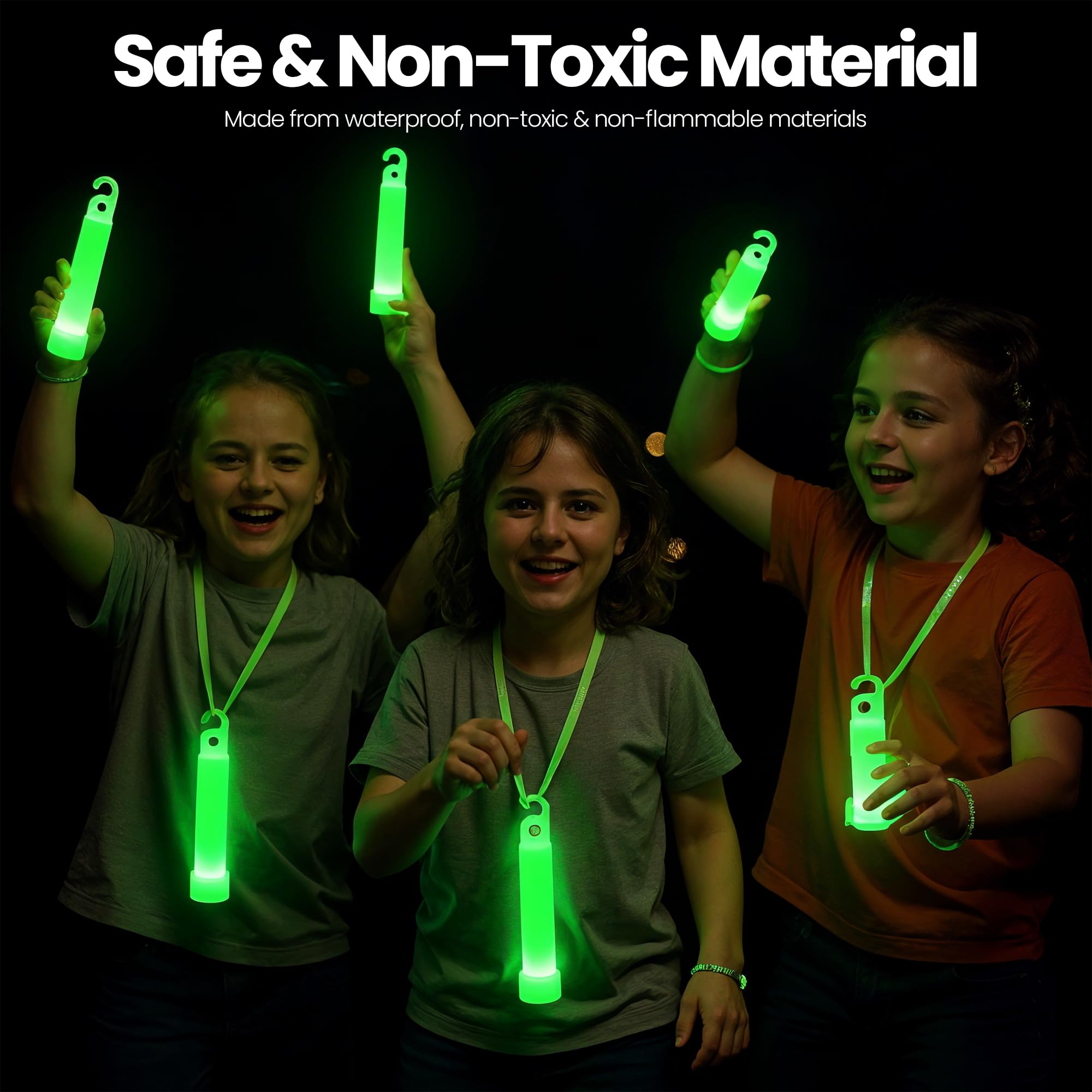 WedDecor Neón Barra Luminosa Tubos Fluorescente 6 Inches 25pcs Verde Brilla en la Oscuridad