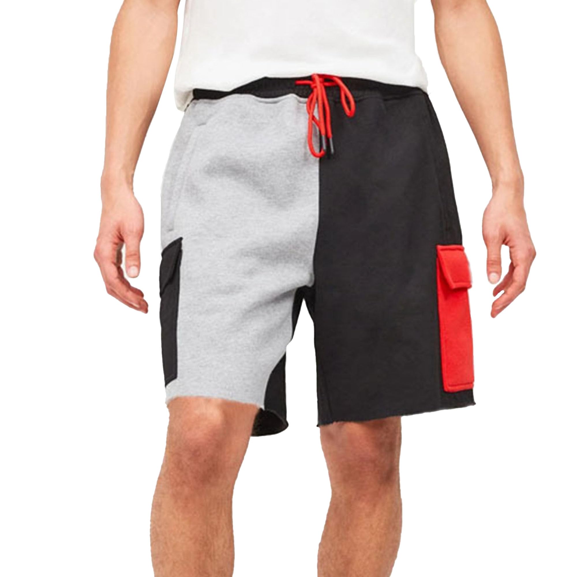 Men Patchwork Color Athletic Shorts Cotton Workout Gym Casual Short Running Basketball Lightweight Short Pant