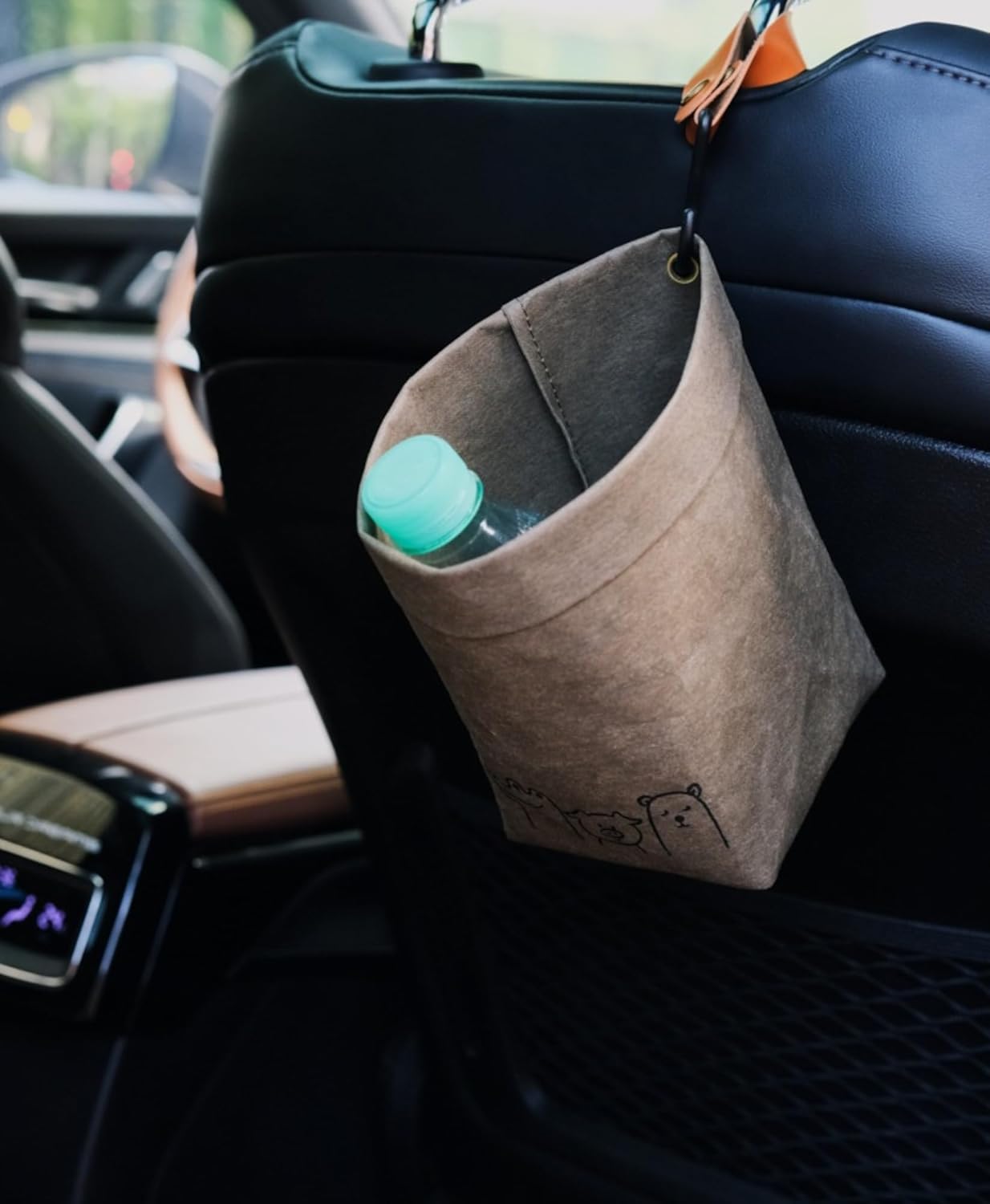 Car Trash Can, Car Trash Can, Car Storage Case, Hanging, Washable, Won't Fall Down, Garbage Bin, Small Storage Compartment, Passenger Seat, Soft Trash Can, Pocket, Slim, Easy Storage,