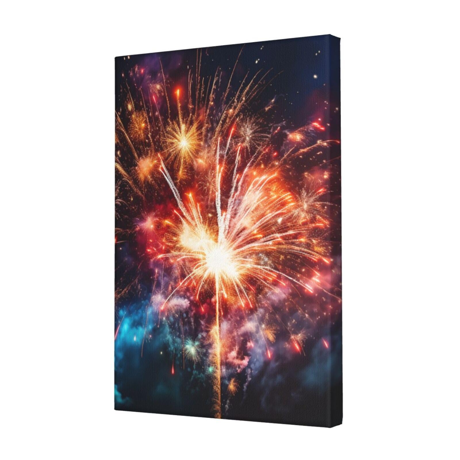 FodPand Explosion Firework Canvas Wall Art for Living Room Wall Decor 12"x18" Modern Artwork Painting Pictures Hanging Canvas Prints Aesthetic Wall Art for Bedroom Bathroom Office Wallart Decor