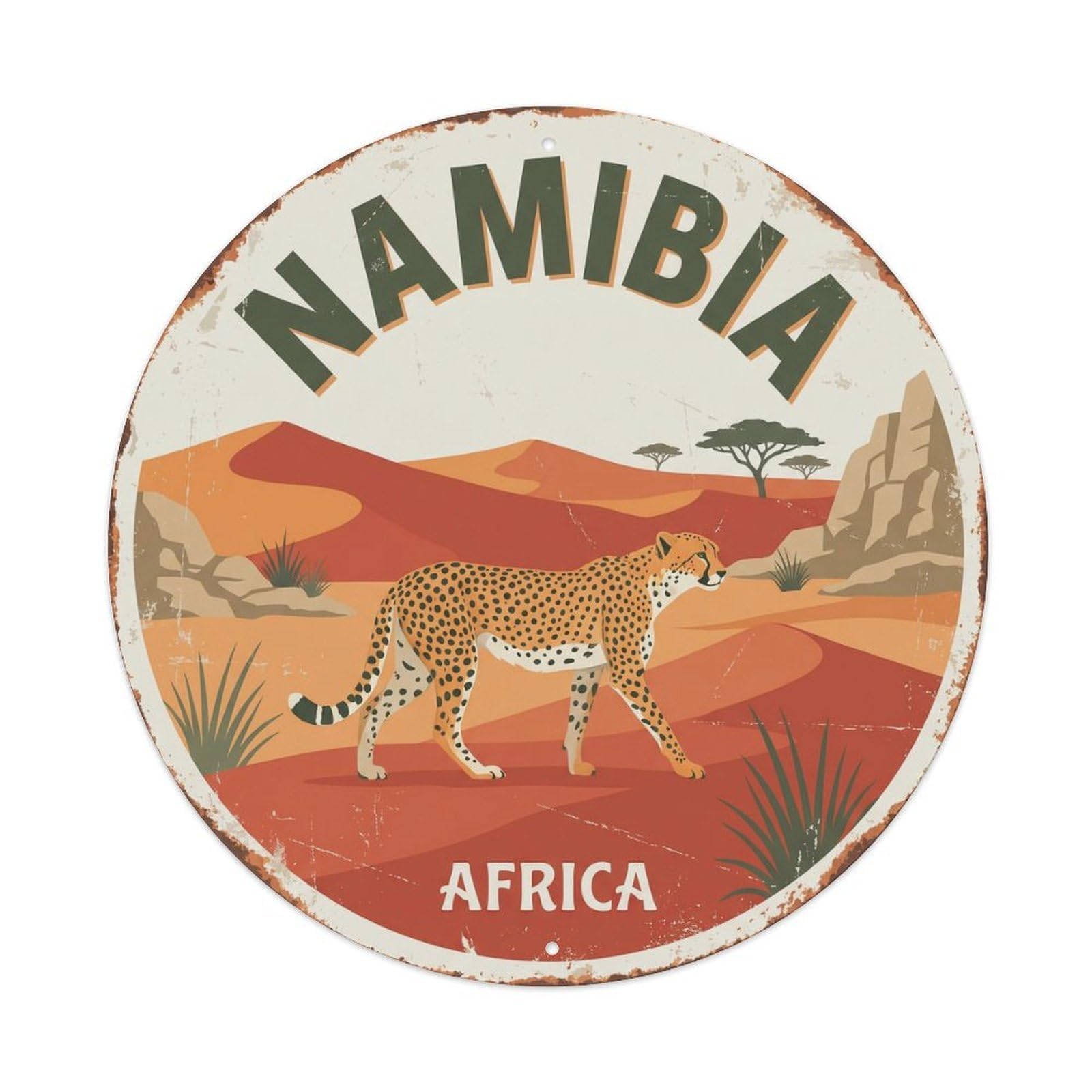 Namibia Cheetah Desert Dunes 1 Metal Tin Sign