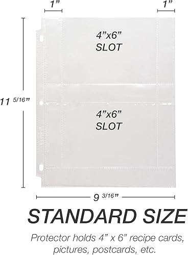 Vista 3 de Samsill Protectores de páginas para tarjetas de recetas de 8.5 x 11 pulgadas, 25 unidades, 2 hojas de carga lateral de bolsillo para carpetas de 3