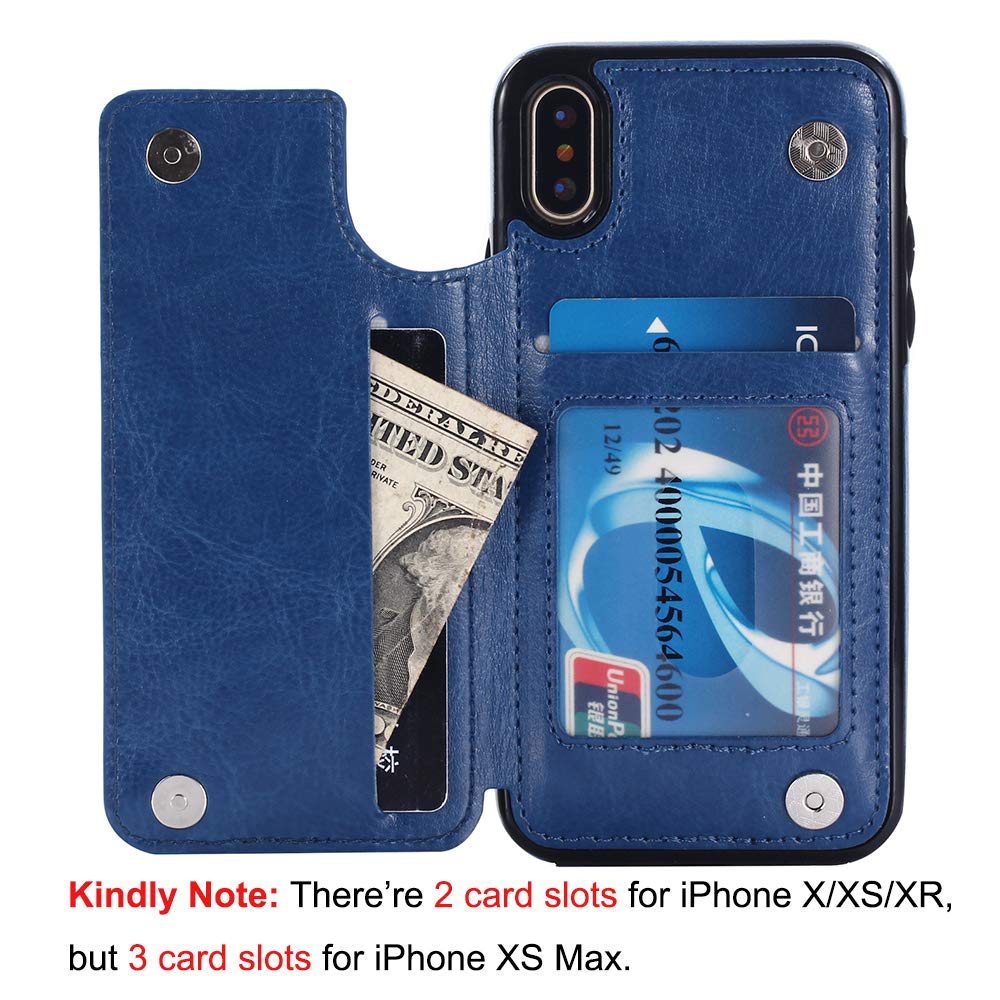 UEEBAI Custodia Per IPhone XR Con Porta Carte E Supporto – Cover In Pelle Sintetica Glitter E TPU Morbido – Chiusura Magnetica (Nero)