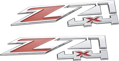 Miniatura 2 de Paquete de 2 emblemas Z71 4x4 Silverado Sierra 3D compatibles con Silverado 1500 2500Hd Sierra Tahoe Suburban (cromo rojo) (emblemas ABS)