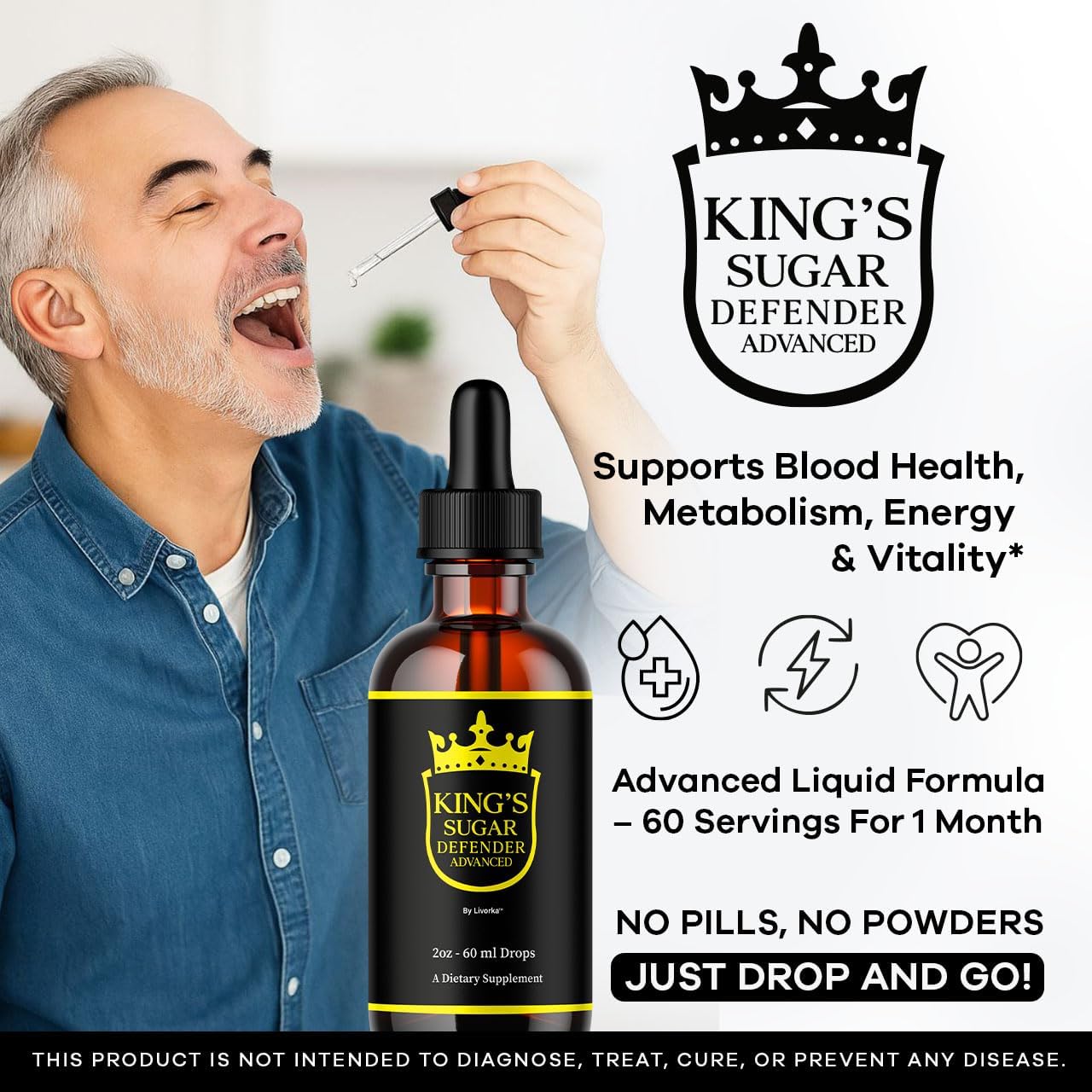 (5 Pack) Kings Sugar Defender - Official KingSugar Defender Drops Advanced Formula Support Maximum Strength, Natural Supplement Liquid Drop for Overall Health & Wellness, 5 Bottles for 5 Months - Image 2